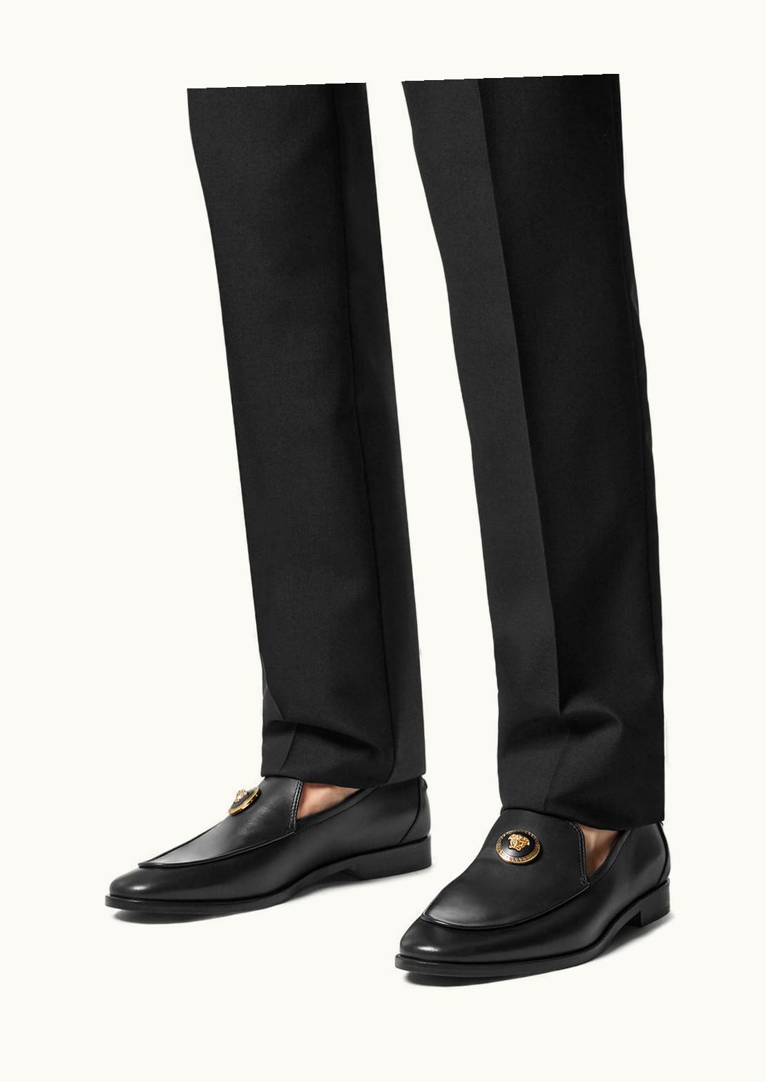 Versace Versace Medusa Leather Slippers Black, Gold