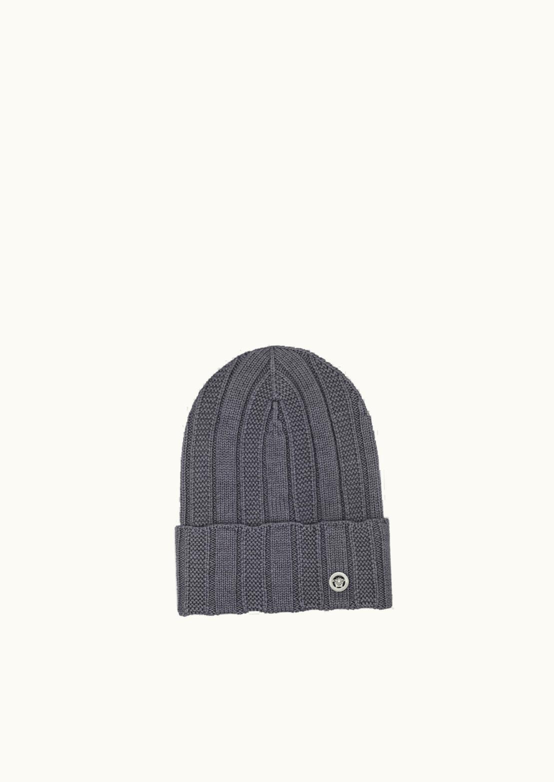 Versace Versace Medusa Ribbed Knit Beanie Gray