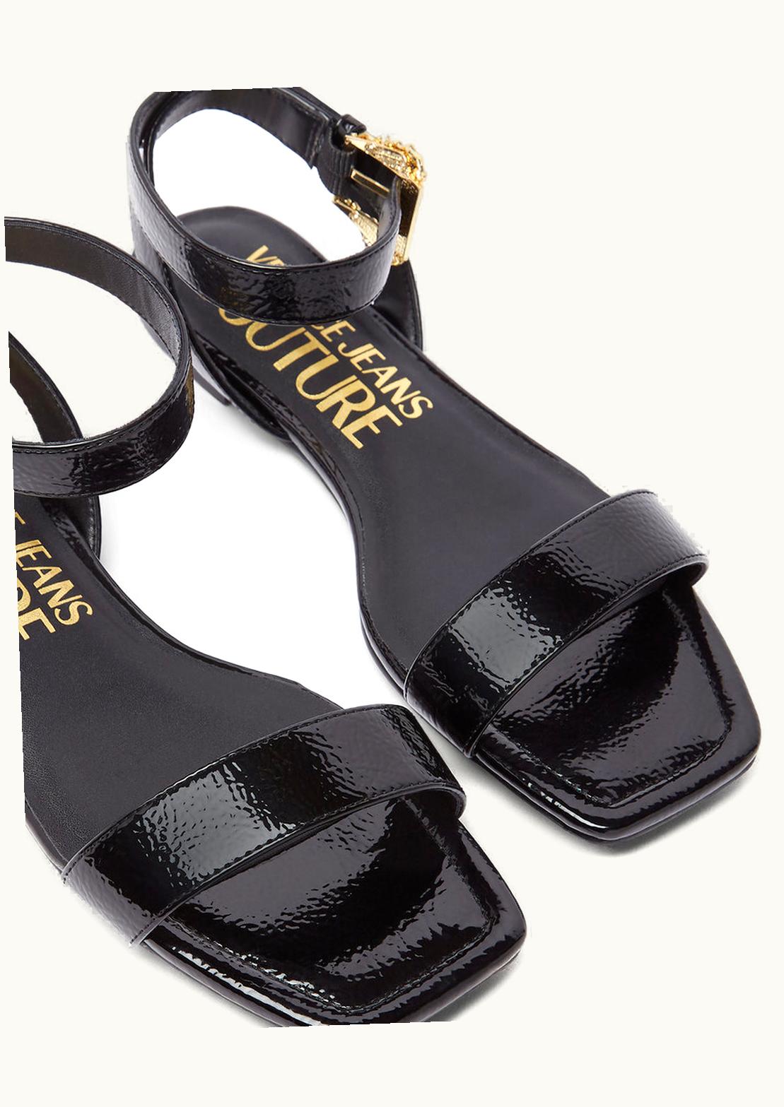 Versace Versace Millie Baroque Buckle Flat Sandals Black, Print