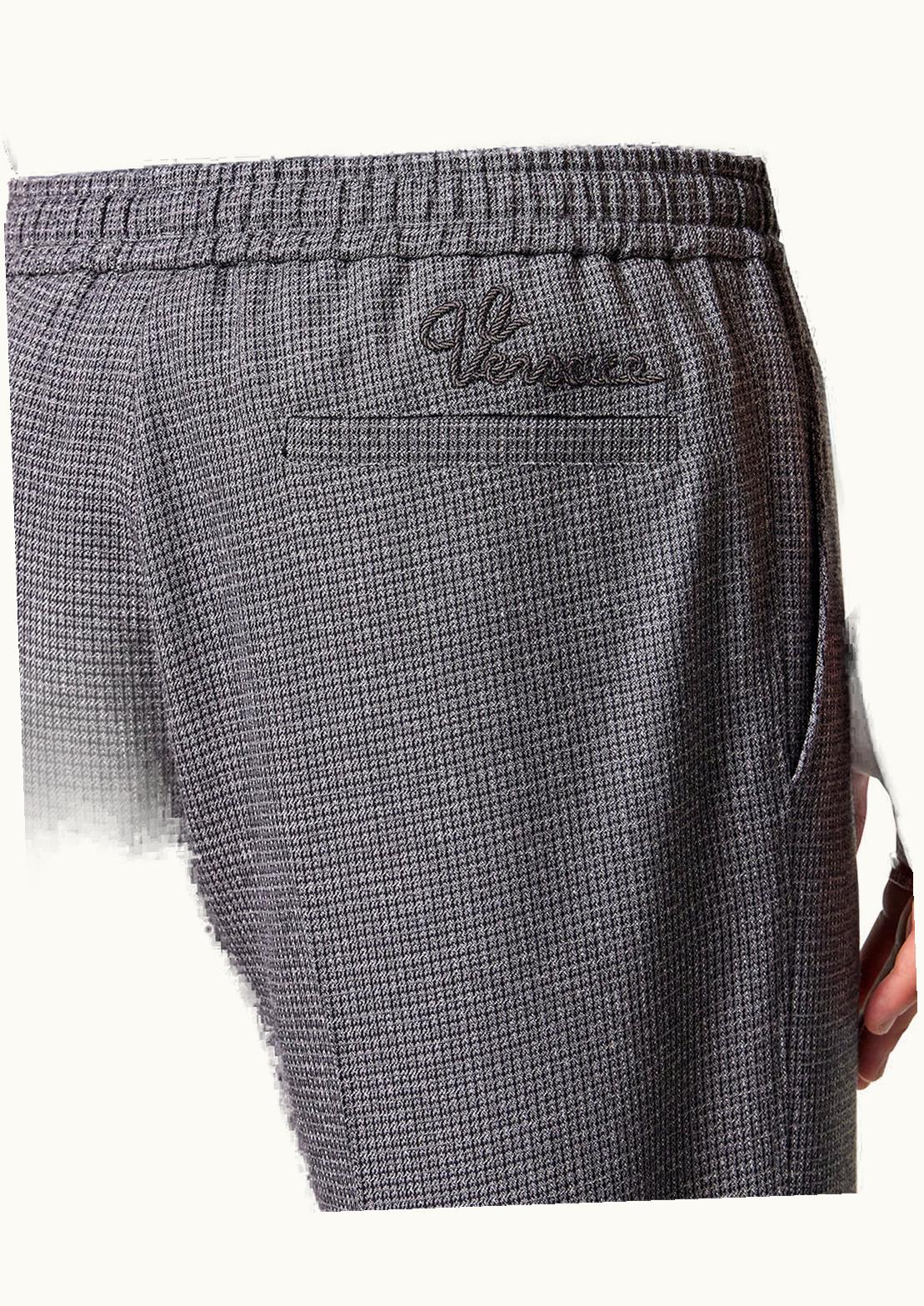 Versace Versace Checked Mouliné Wool Drawstring Trousers Gray