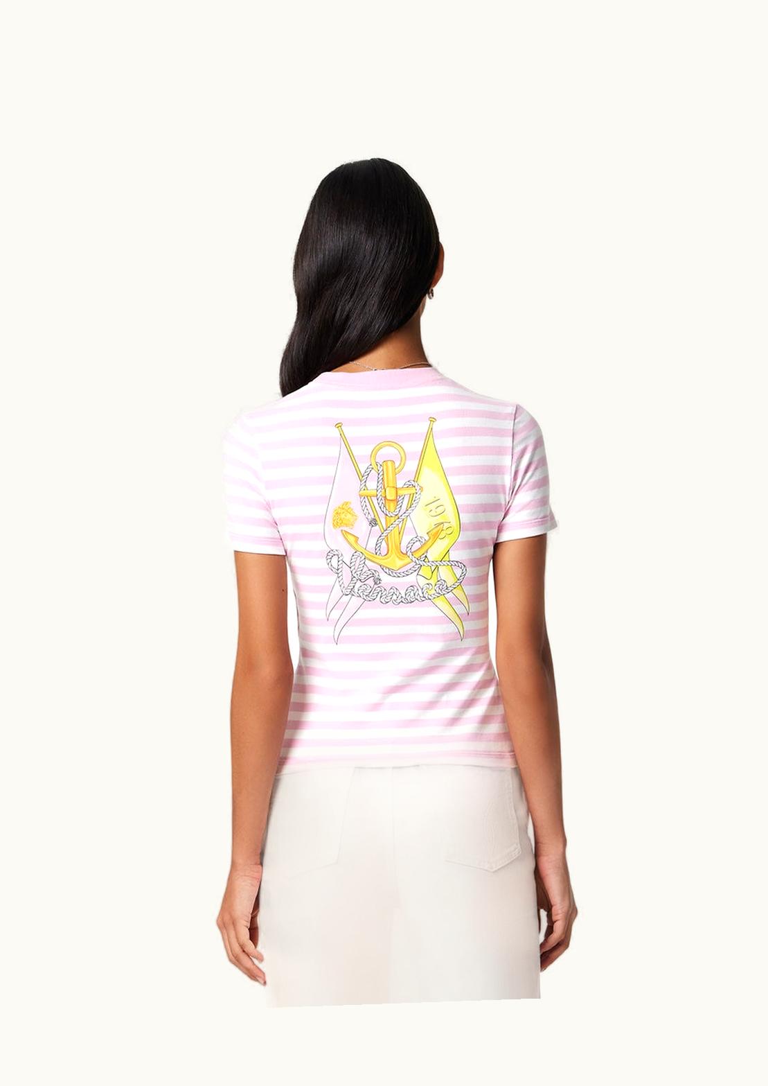 Versace Versace Nautical Stripe T-Shirt Pink, White