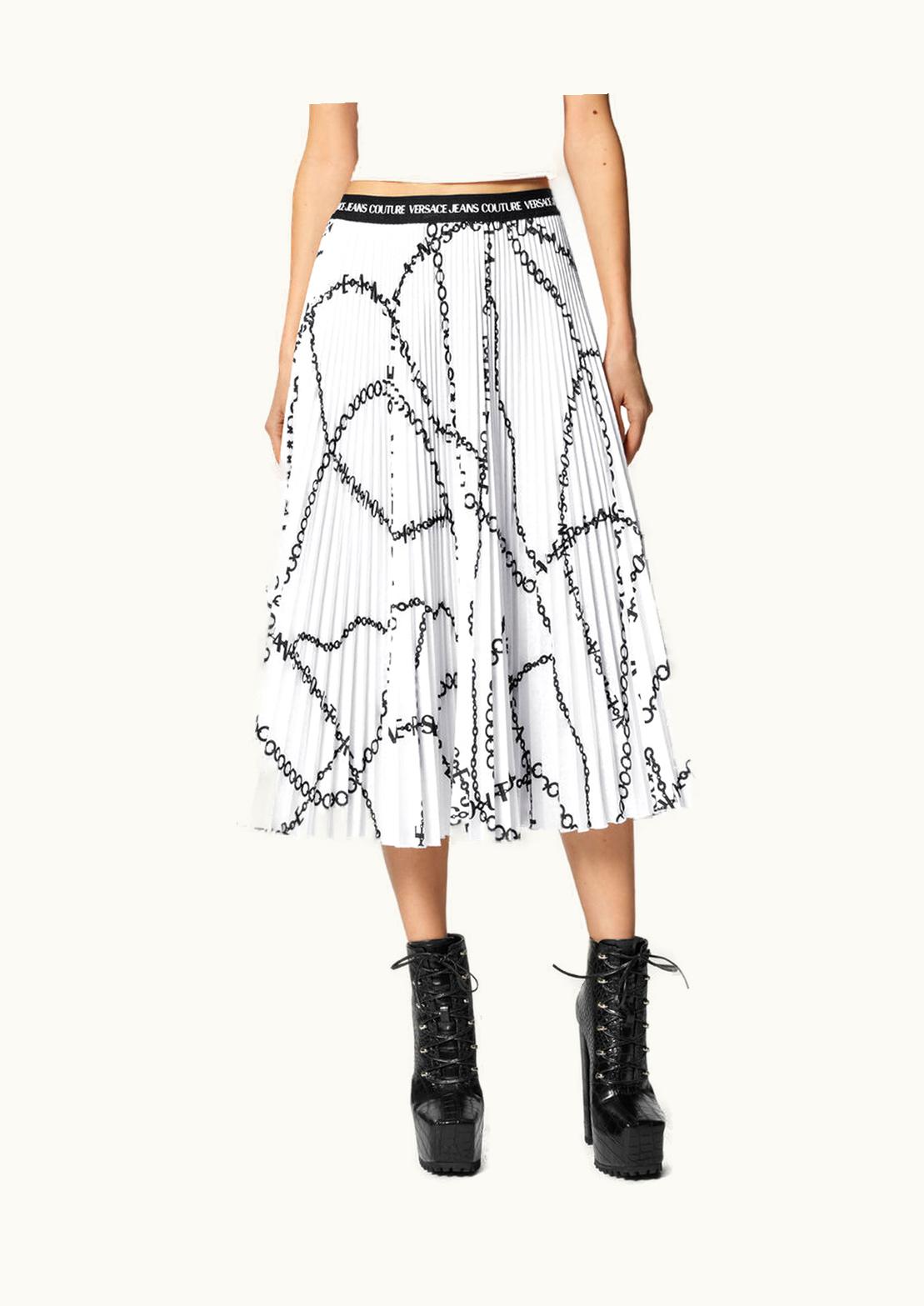 Versace Versace Necklace Pleated Midi Skirt White, Print