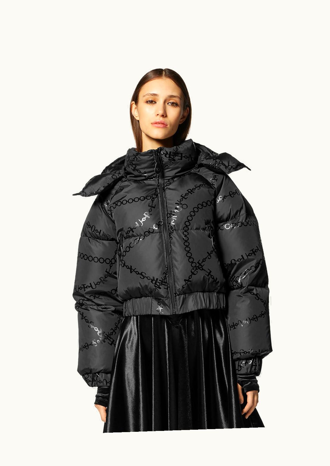 Versace Versace V-Emblem Necklace Puffer Jacket Black