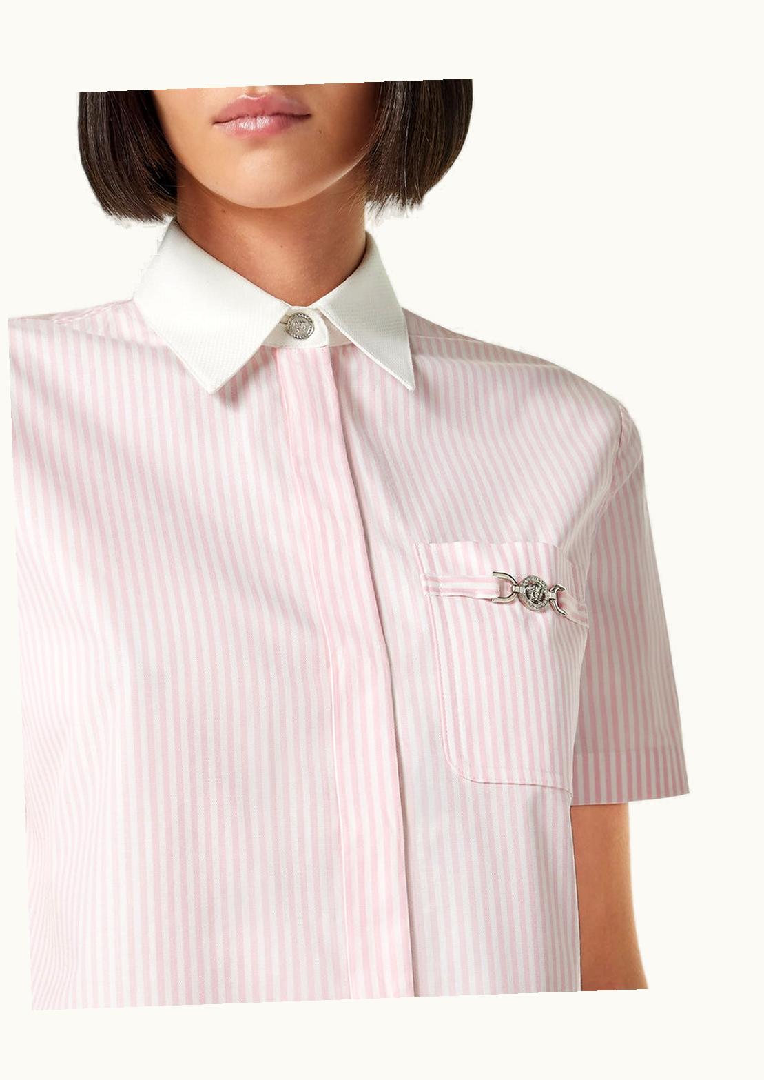 Versace Versace Oxford Striped Crop Shirt Pink