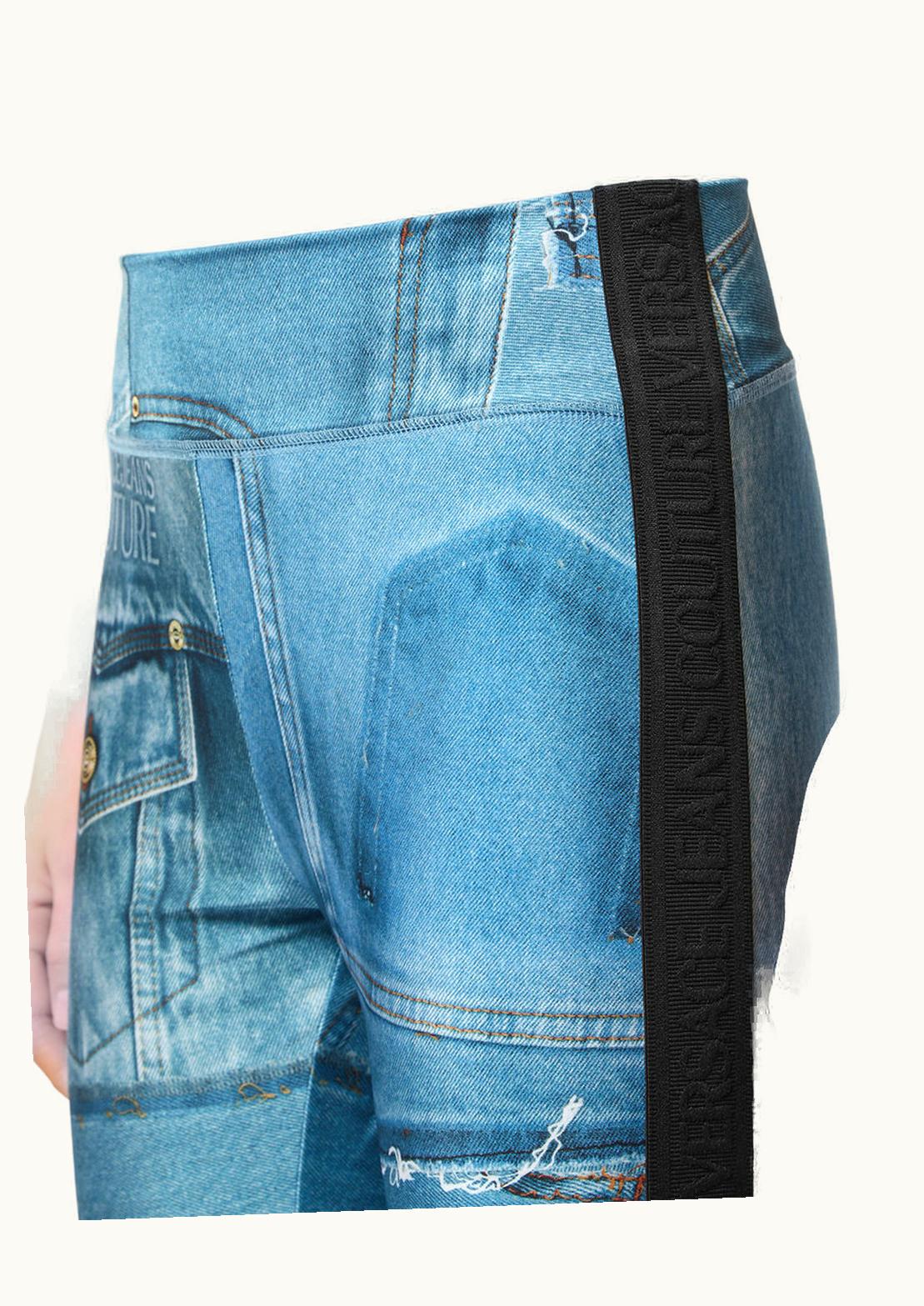 Versace Versace Patchwork Denim Leggings Blue, Print