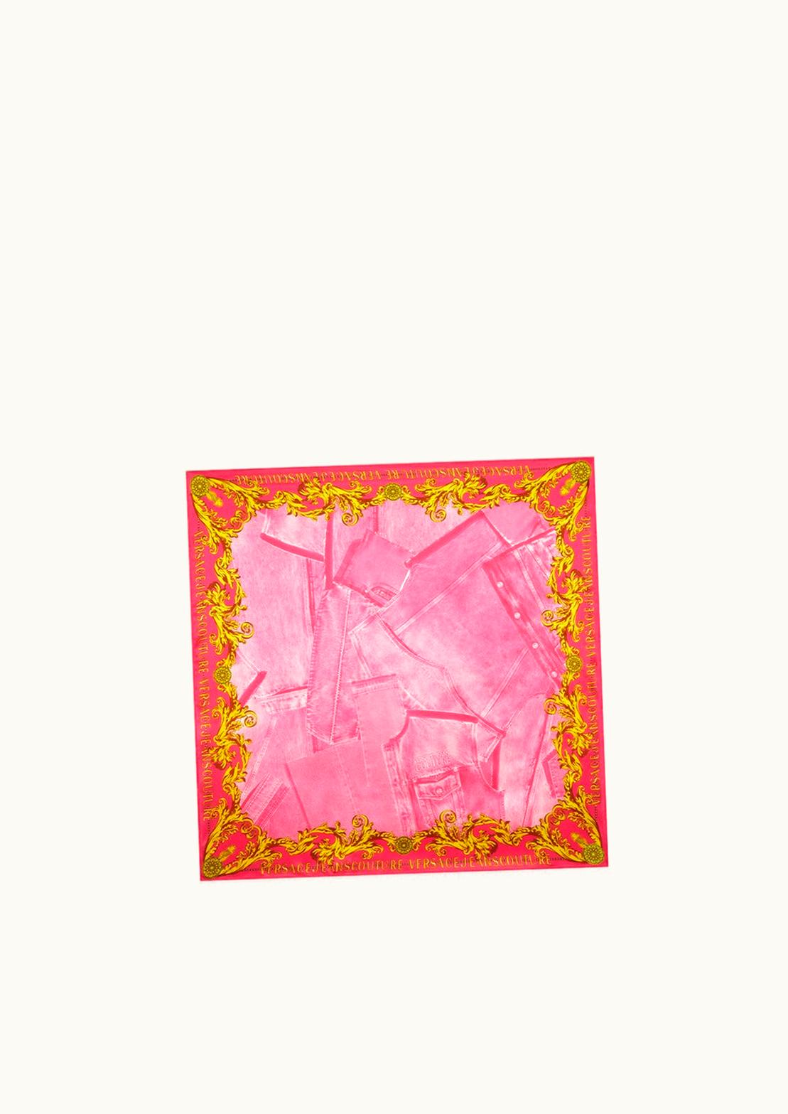 Versace Versace Patchwork Denim Silk Foulard 70 CM Pink