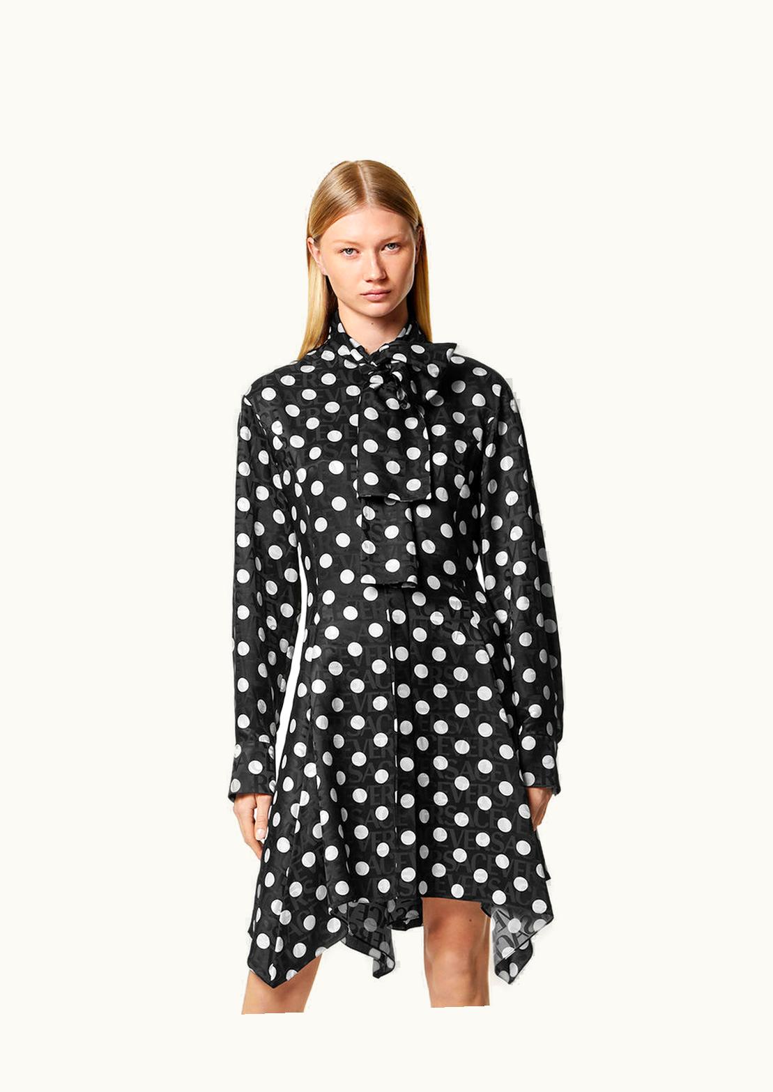 Versace Versace Allover Dot Scarf-Tie Mini Dress Black