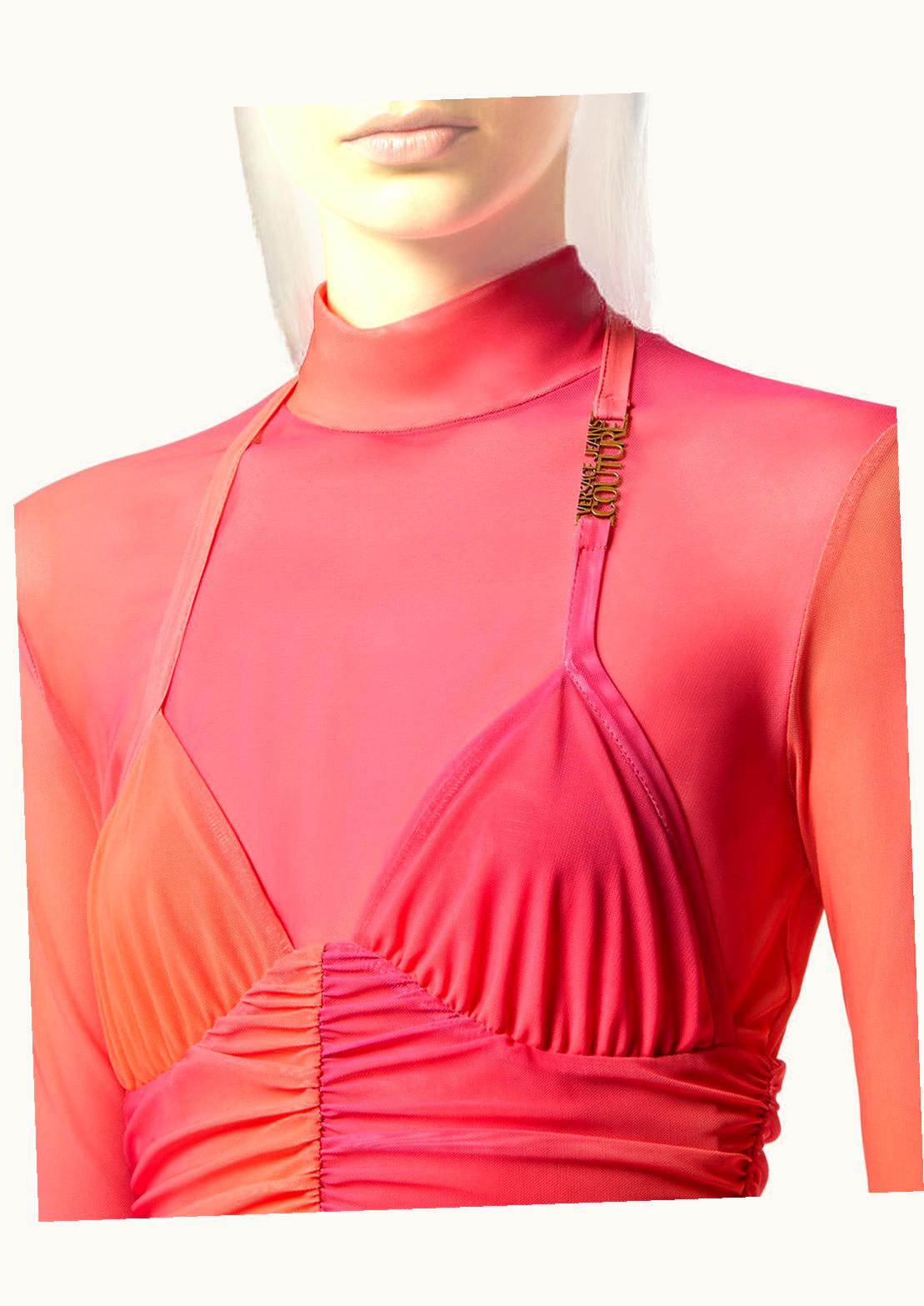 Versace Versace Ruched Mesh Midi Dress