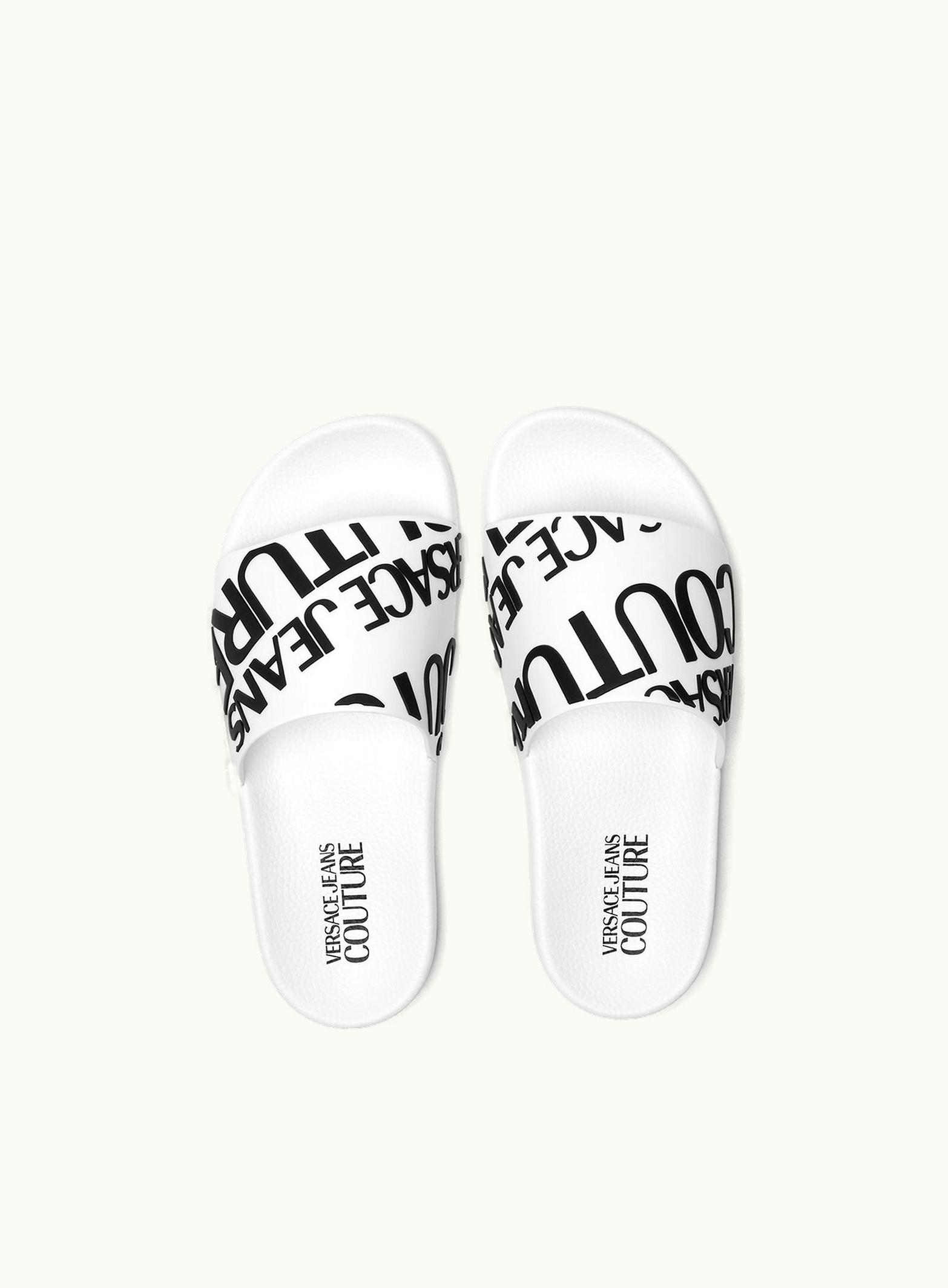 Versace Versace Shelly Logo Print Rubber Slides White