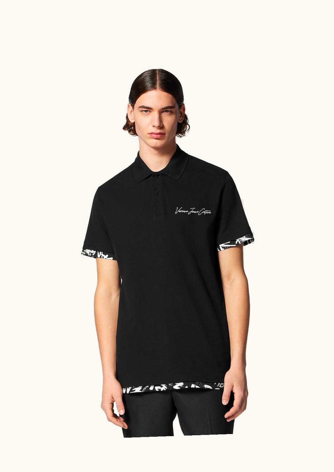 Versace Versace Signature Short-Sleeved Polo Shirt Black, Print