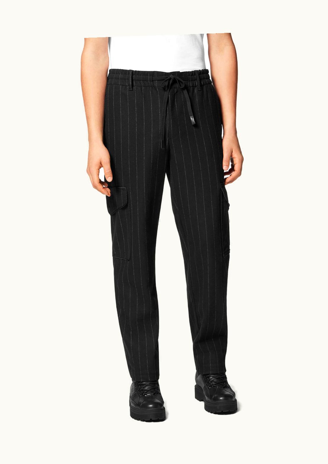 Versace Versace Chalk Striped Cargo Trousers Wool Black