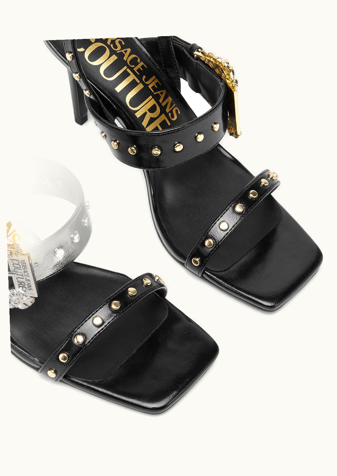 Versace Versace Studded Emily Slingback Sandals Black, Print