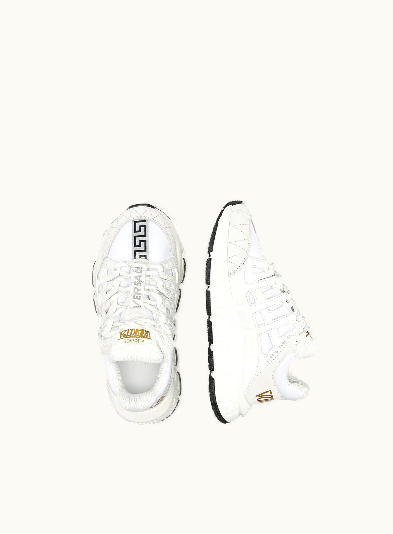 Versace Versace Trigreca Kids Trainers White, Print - Mini Greca Cushioning System Sneakers White