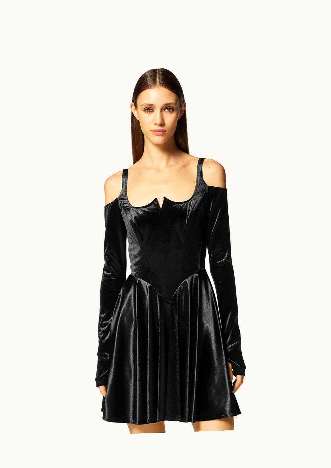 Versace Versace Off-Shoulder Corset Mini Dress Black Velvet