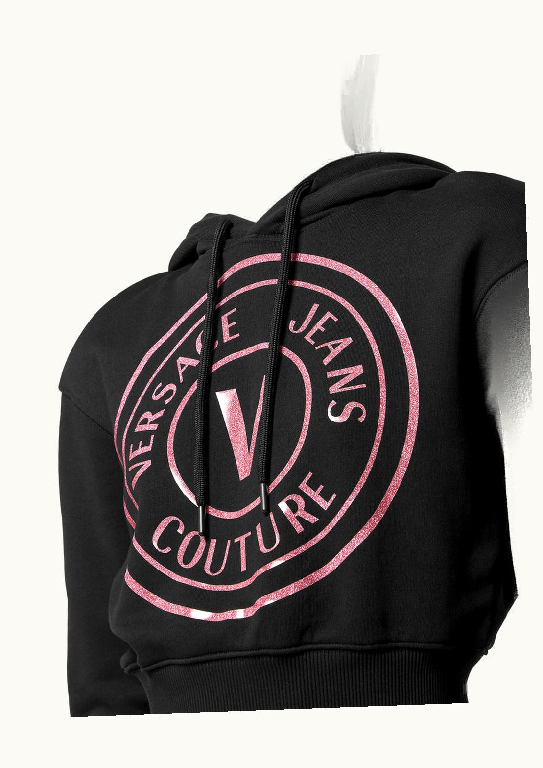 Versace Versace V-Emblem Crop Hoodie Black, Print E76HAIG05-ECF01G_E56_XS_E899__