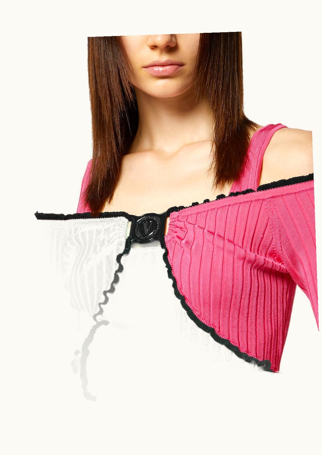 Versace Versace V-Emblem Ribbed Knit Jumper Pink