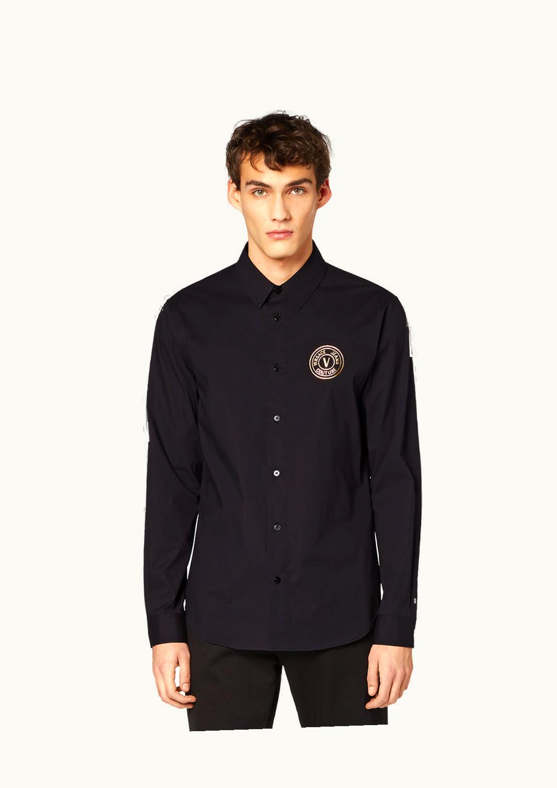 Versace Versace V-Emblem Cotton Button-Down Shirt Black