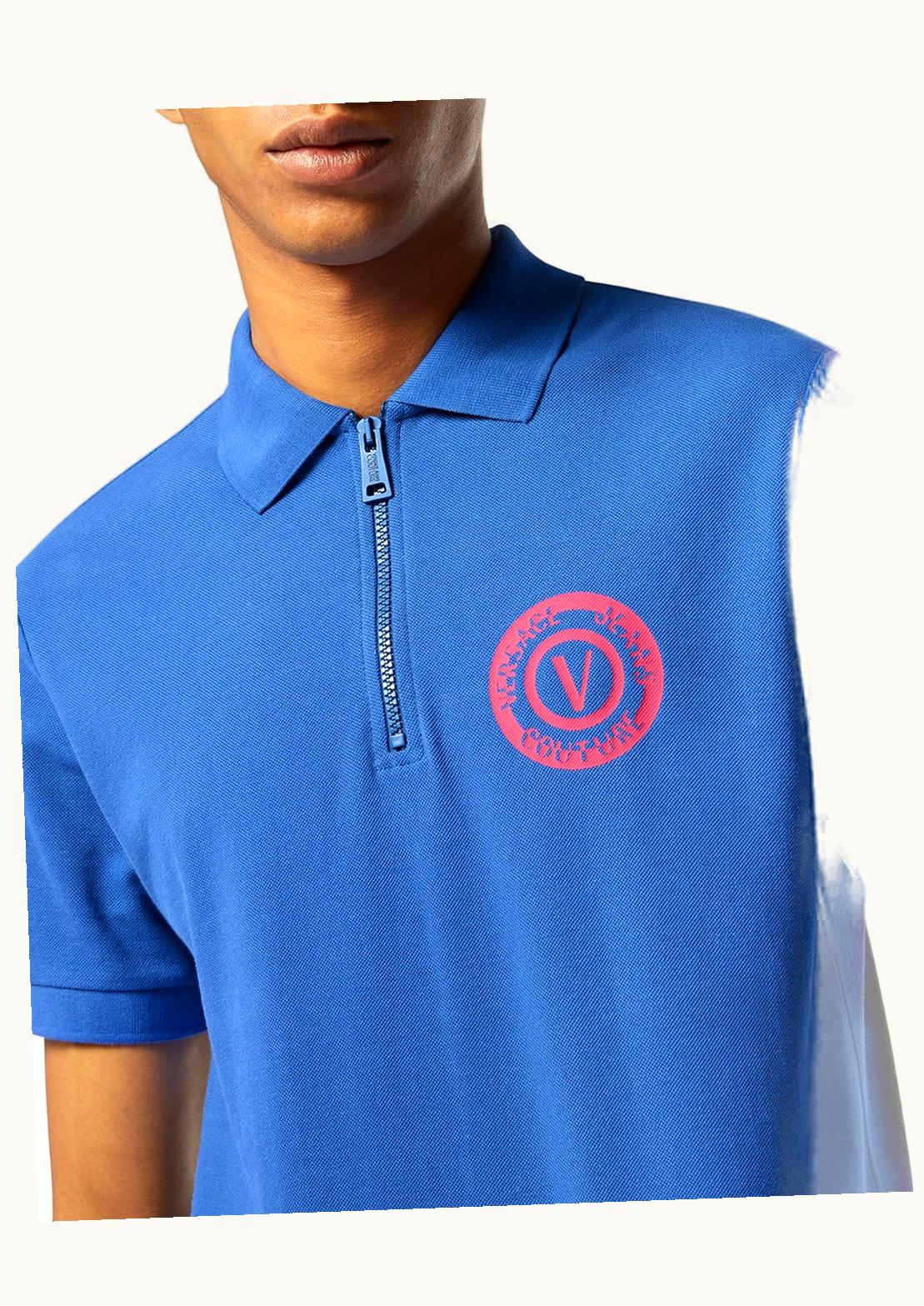 Versace Versace V-Emblem Short-Sleeved Zip Polo Shirt
