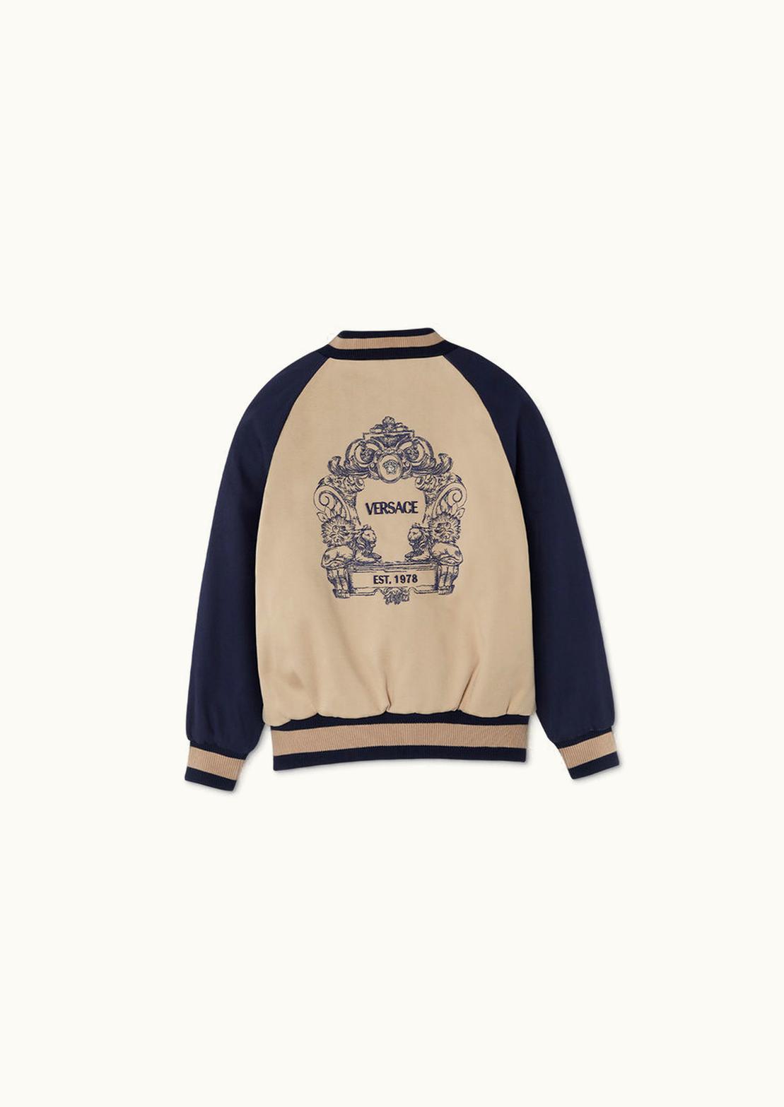 Versace Versace Logo Kids Bomber Jacket Beige, Print - Young Versace Logo Kids Bomber Jacket Beige Embroidered Beige