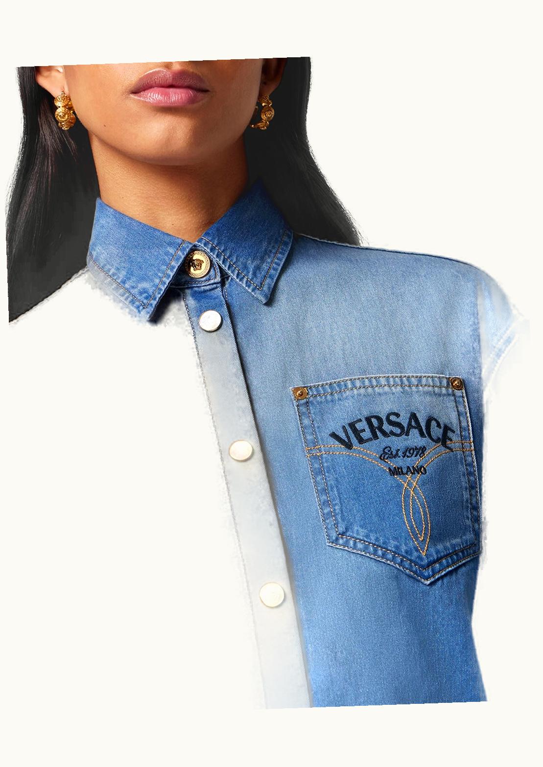 Versace Versace Milano Stamp Crop Denim Shirt