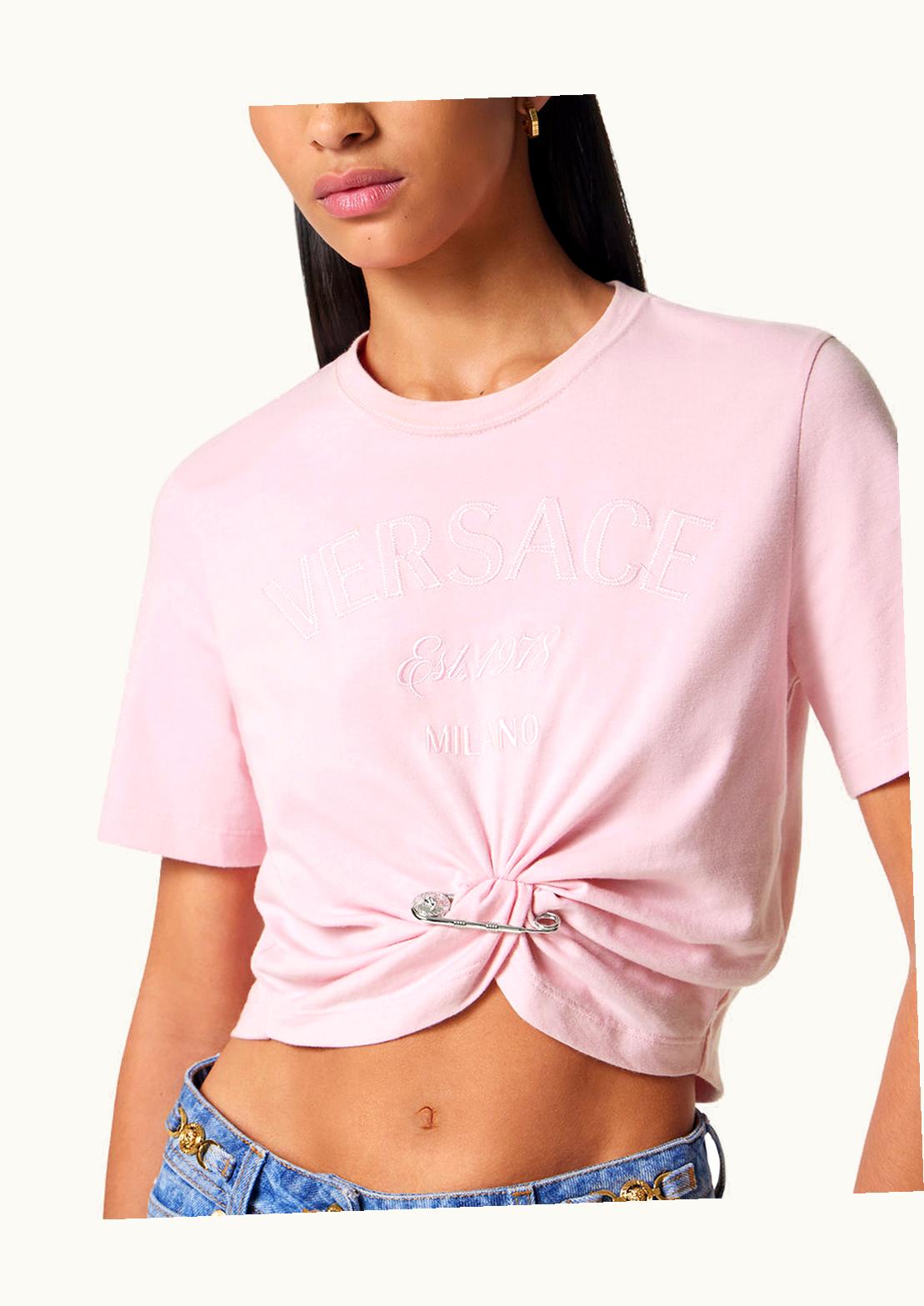 Versace Versace Milano Stamp Crop T-Shirt Pink