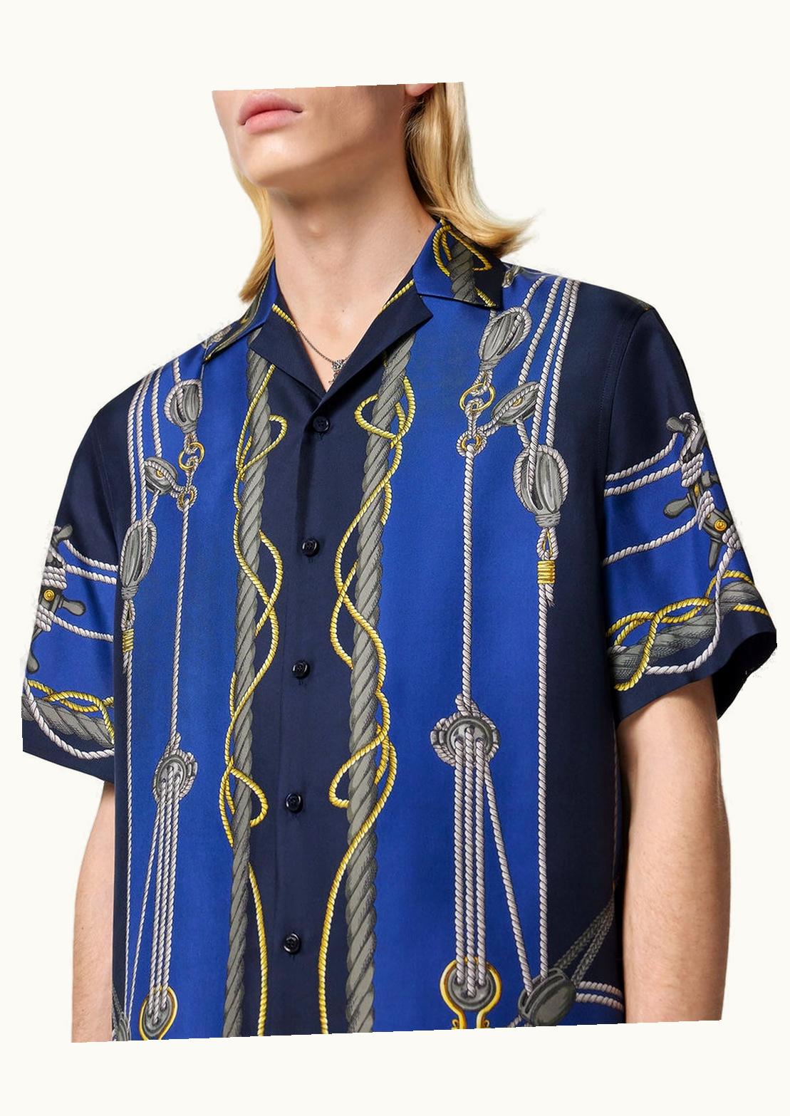 Versace Versace Nautical Silk Shirt Blue, Print