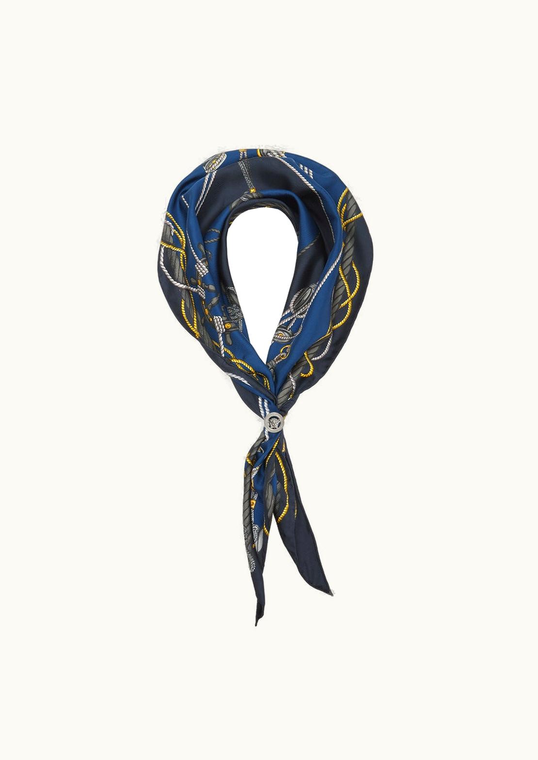 Versace Versace Nautical Triangle Silk Foulard Blue, Print