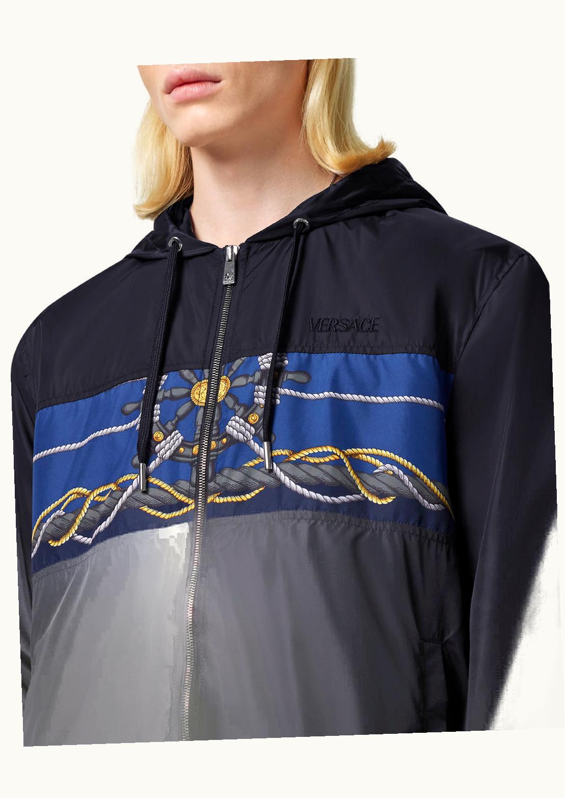 Versace Versace Nautical Windbreaker Jacket Blue, Print