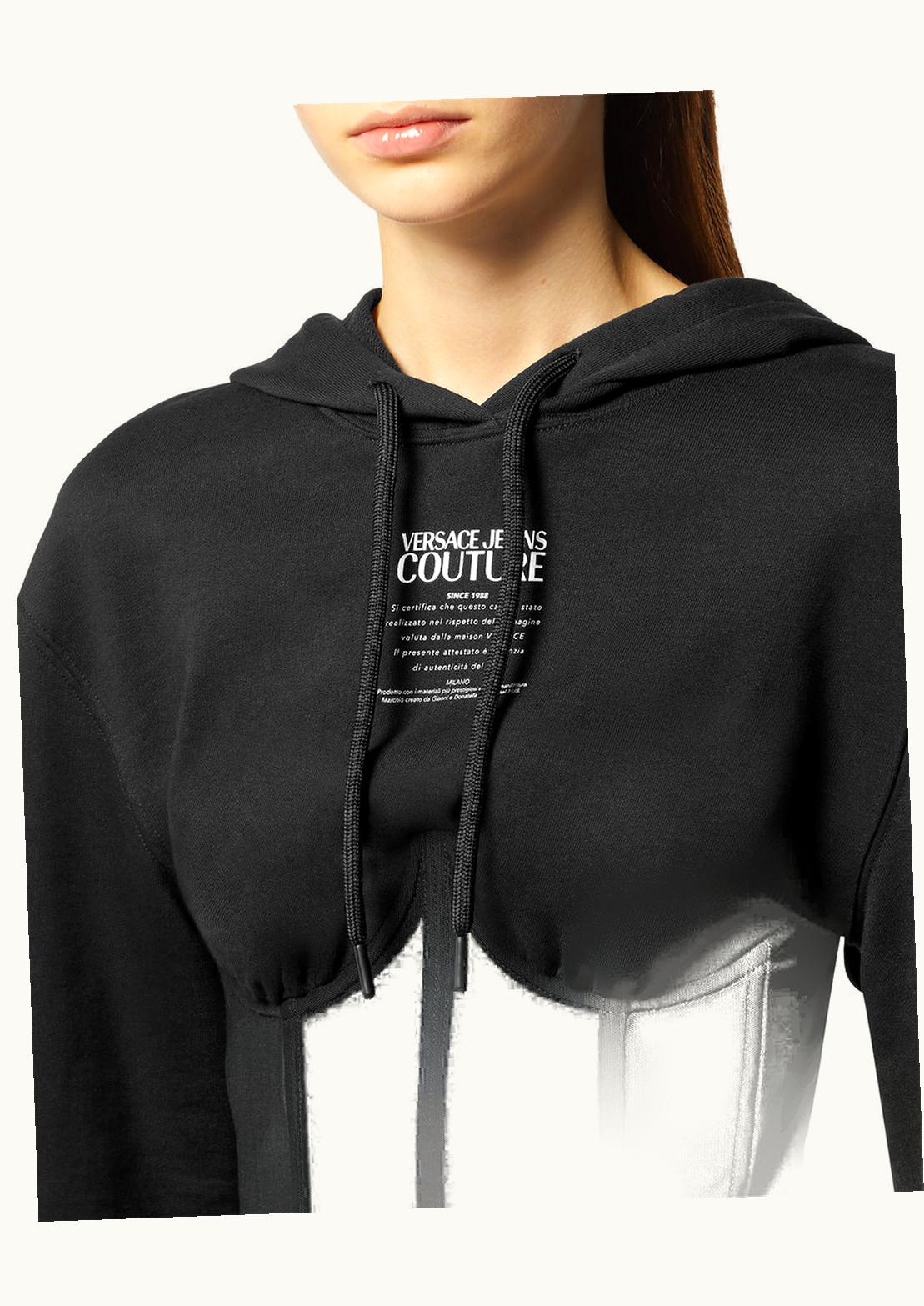 Versace Versace Warranty Logo Corset Hoodie Black, Print