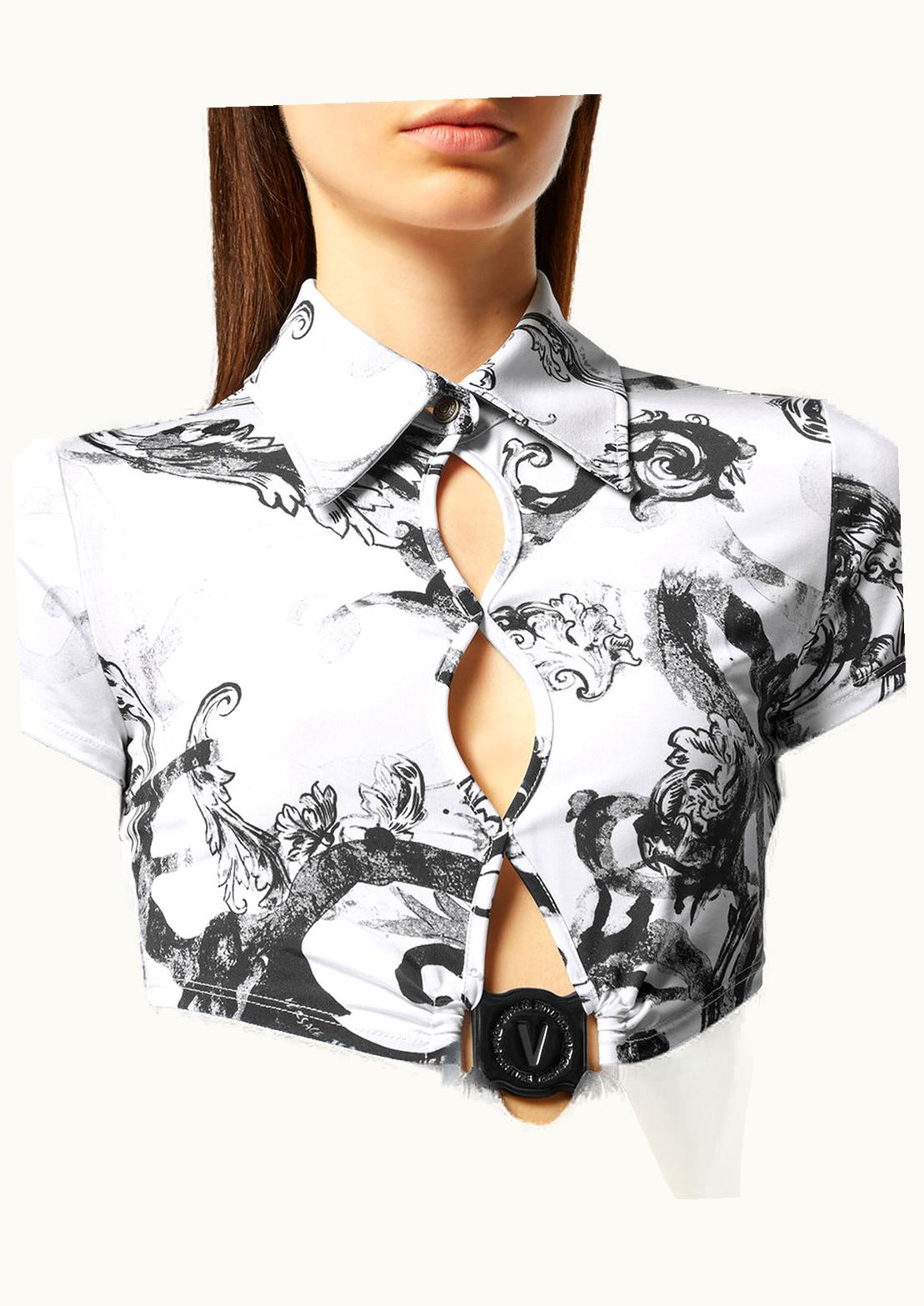 Versace Watercolour Couture Shirt Dress Mini White Print
