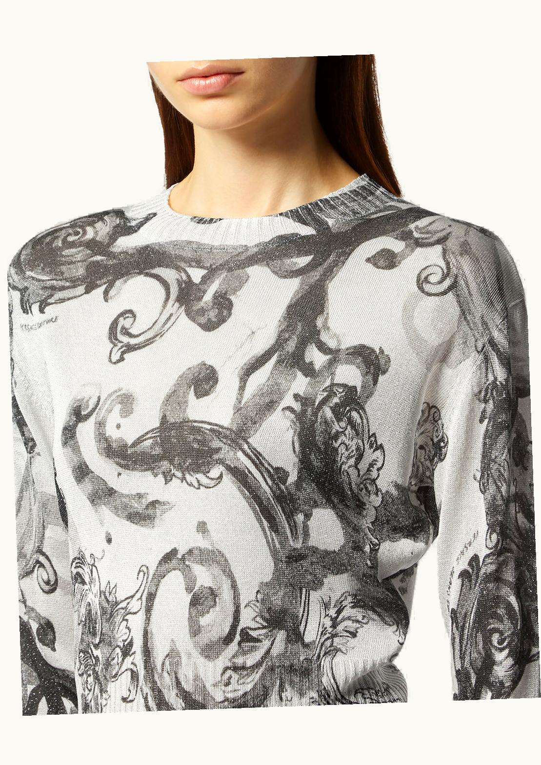 Versace Watercolour Couture Knit Jumper White, Print