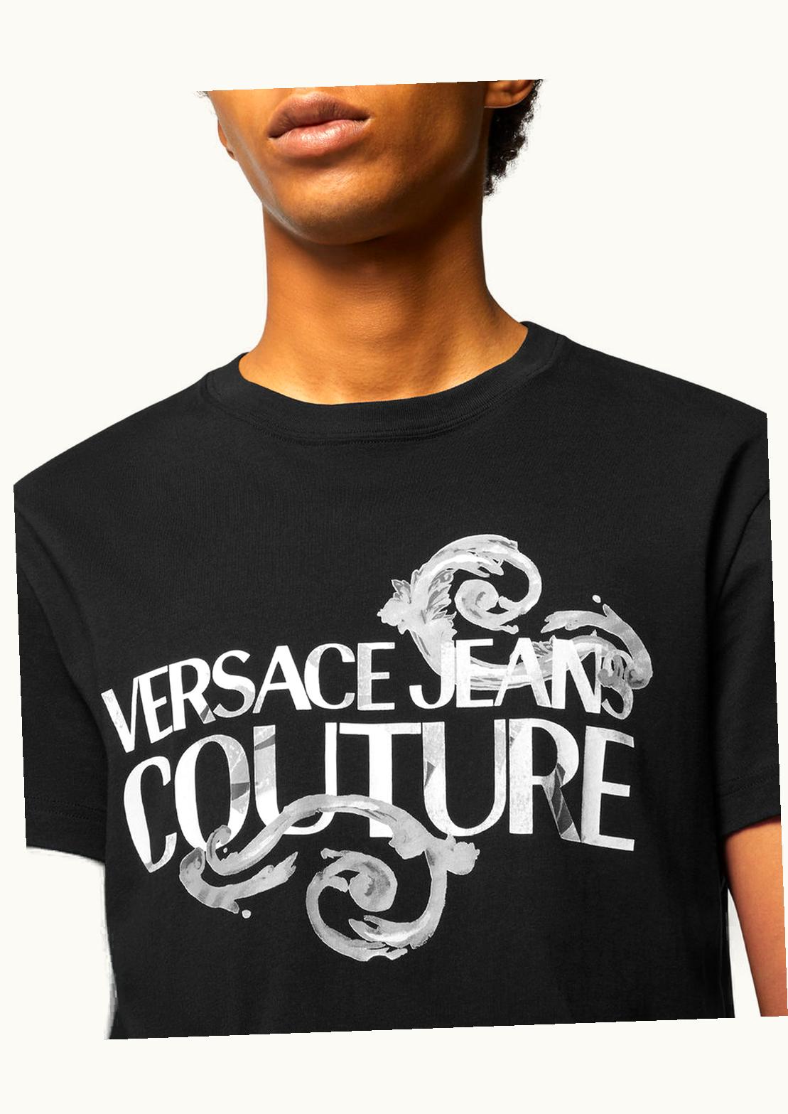 Versace Versace Barocco Watercolour Couture Logo T-Shirt Black