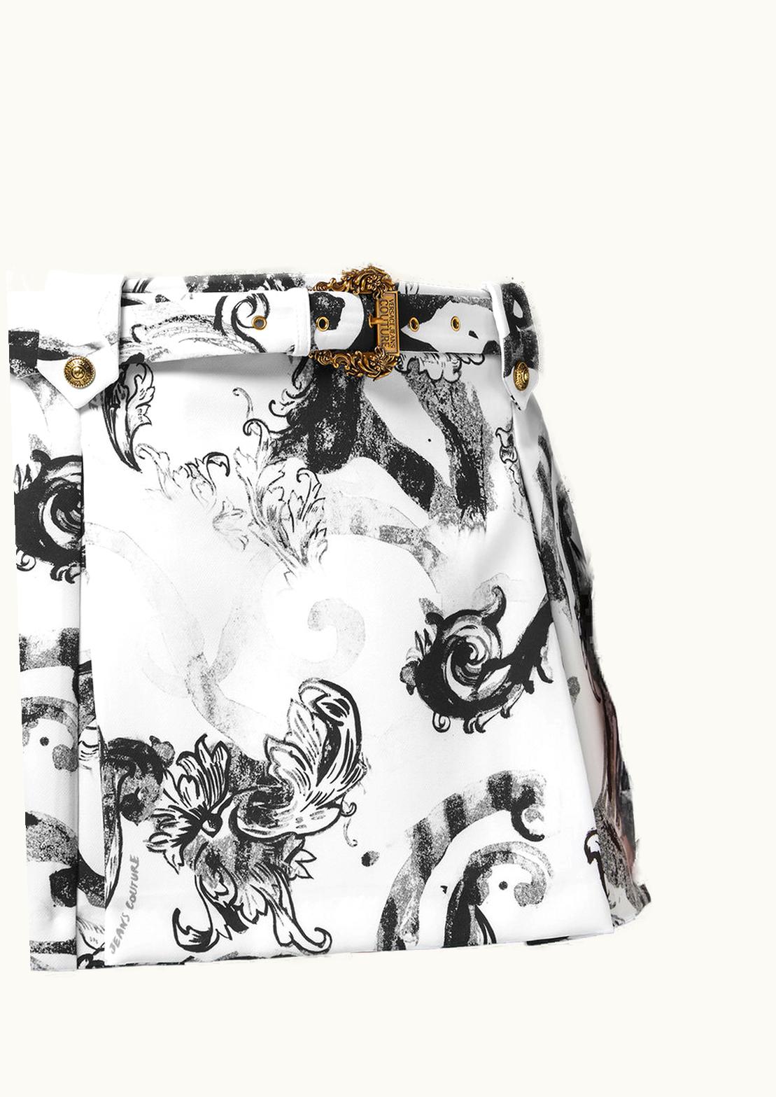 Versace Versace Watercolour Couture Pleated Mini Skirt White, Print