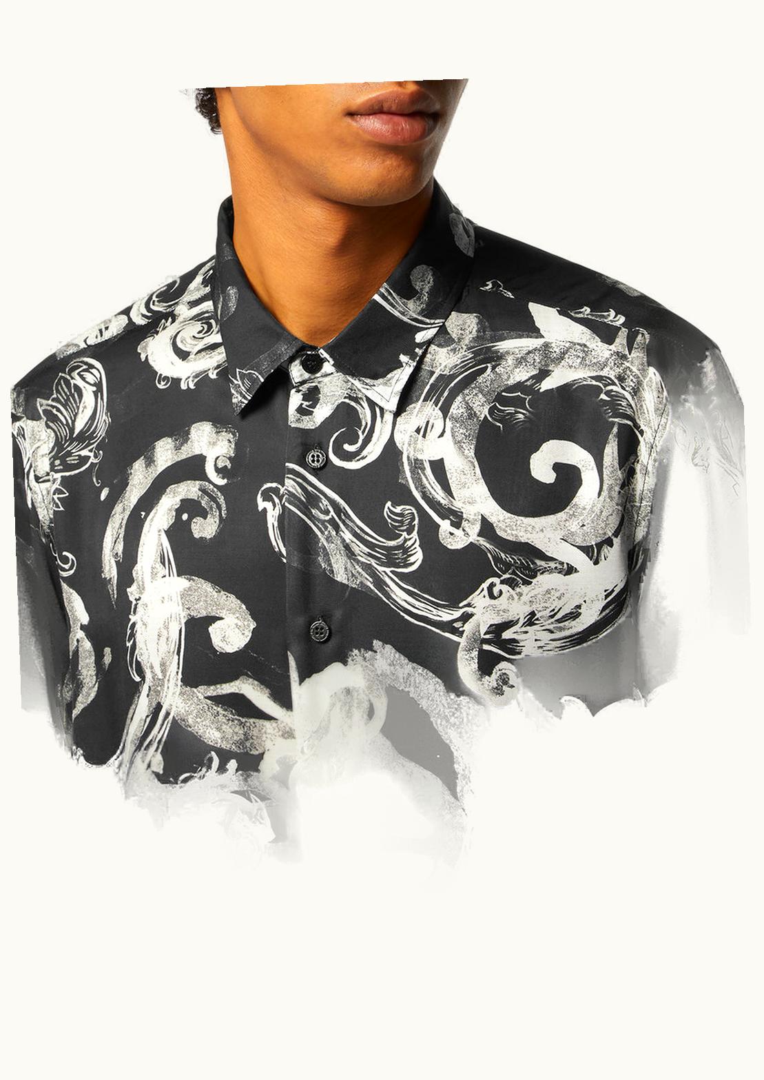 Versace Versace Barocco Watercolour Couture Shirt Black