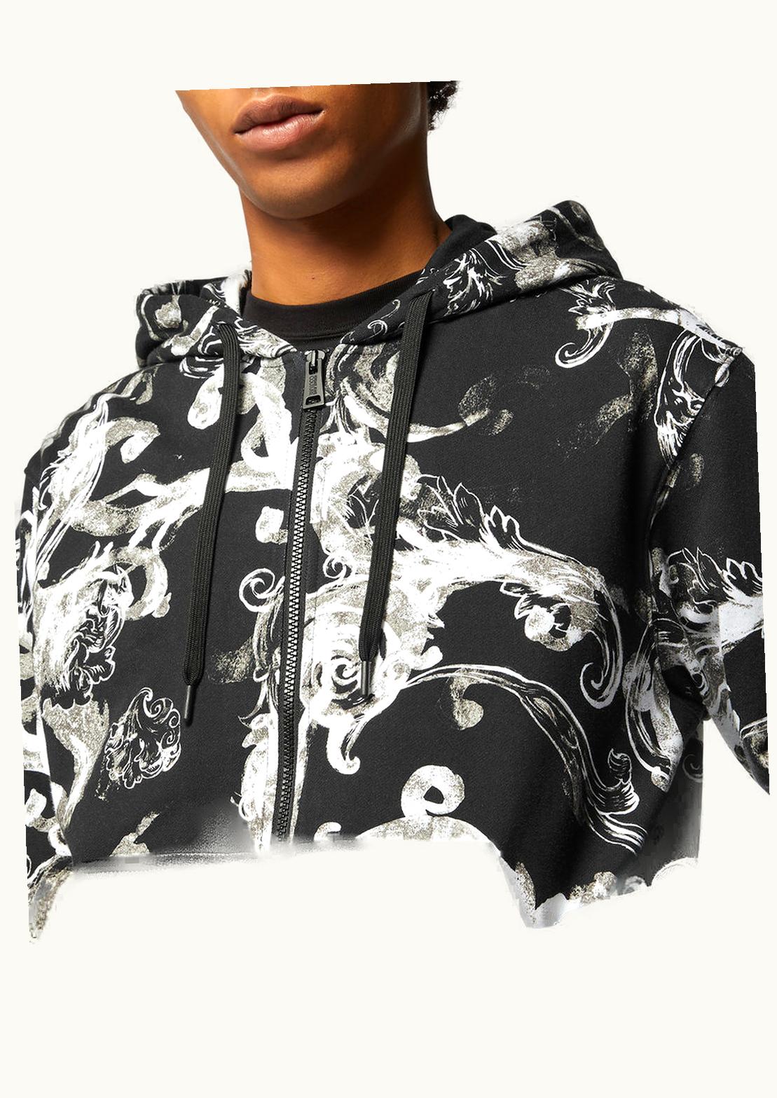 Versace Versace Watercolour Couture Zip Hoodie Black, Print - Versace Watercolour Couture Zip Hoodie Black