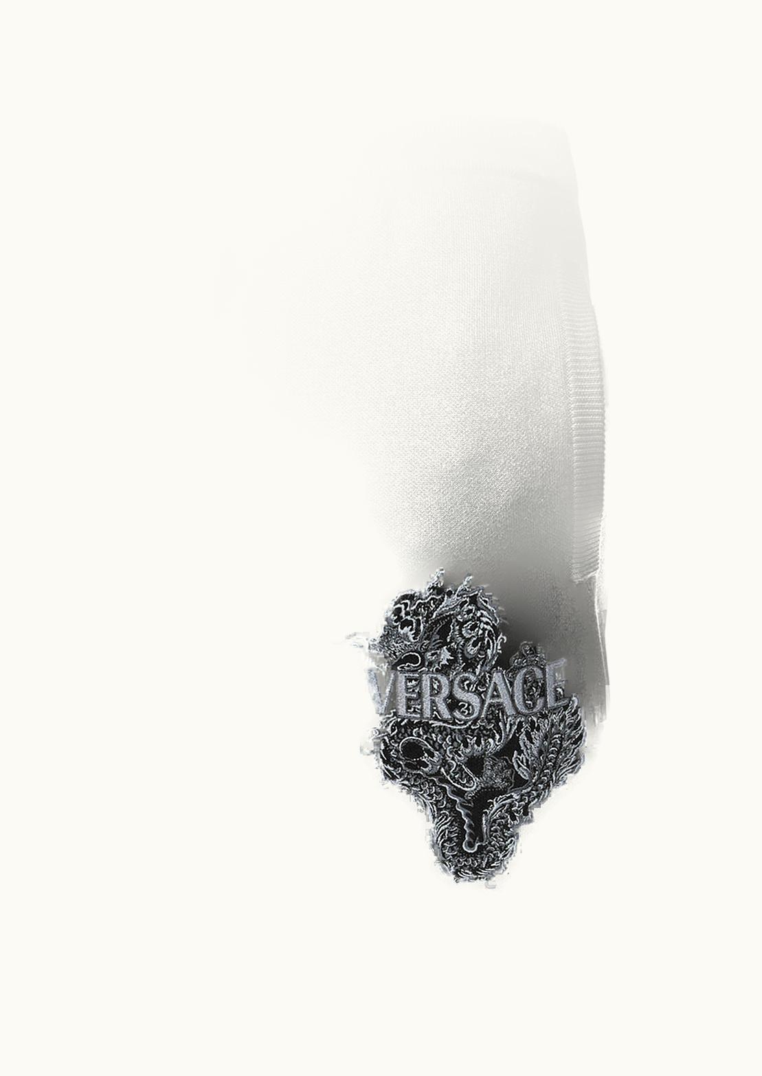 Versace Dragon Embroidered Silk Wool Blend Knit Sweatpants Black