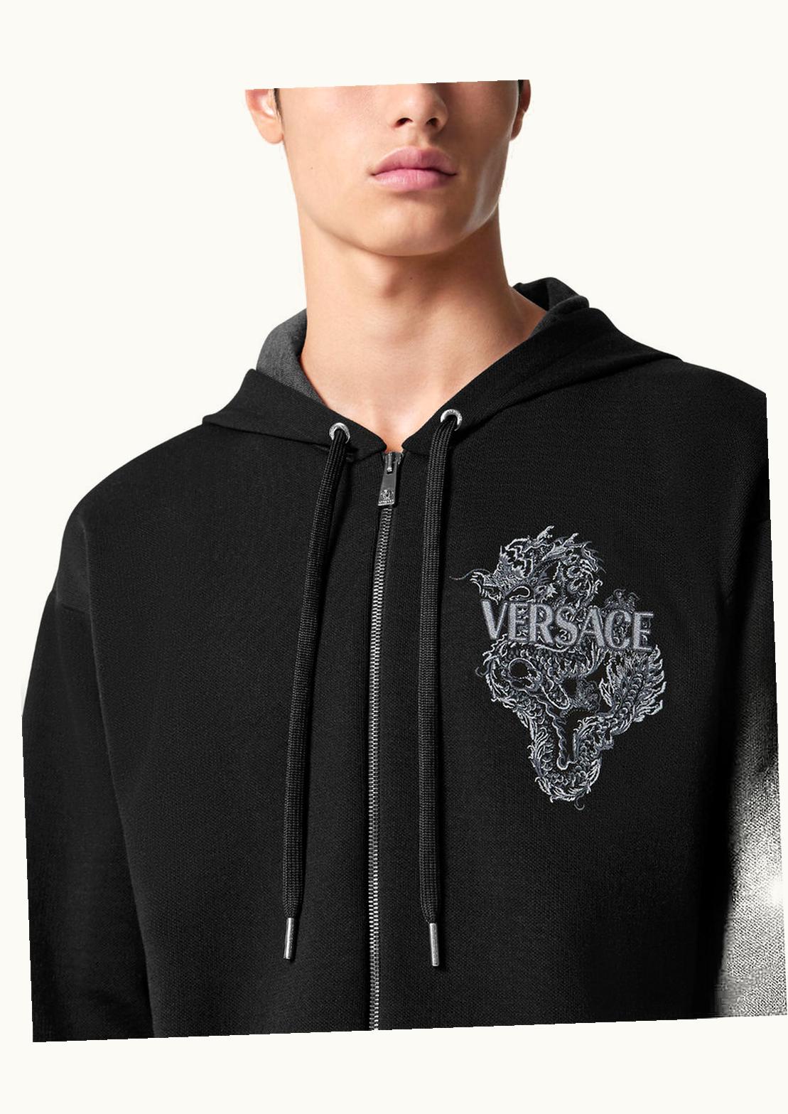 Versace Year Of The Dragon Silk-Wool Blend Hoodie Black