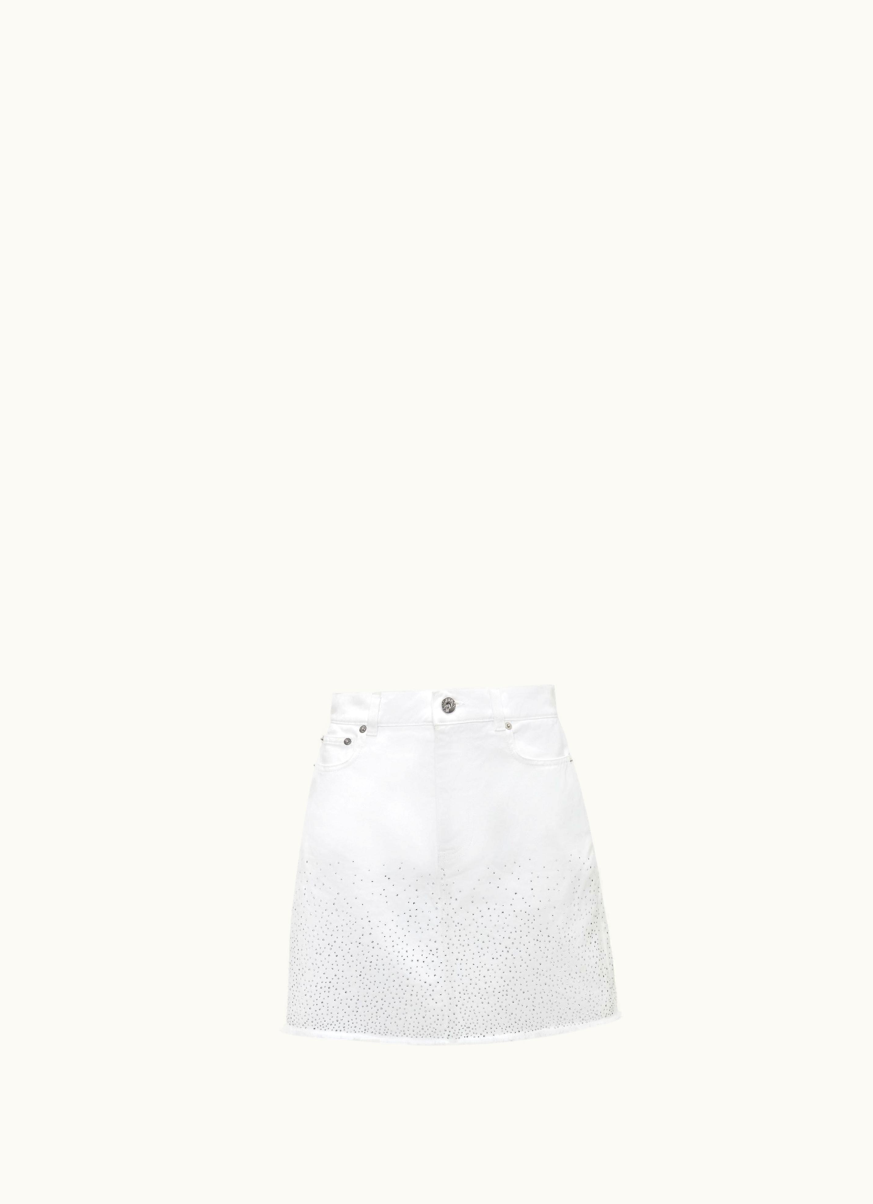 JW Anderson JW Anderson Crystal Hem Denim Mini Skirt In White