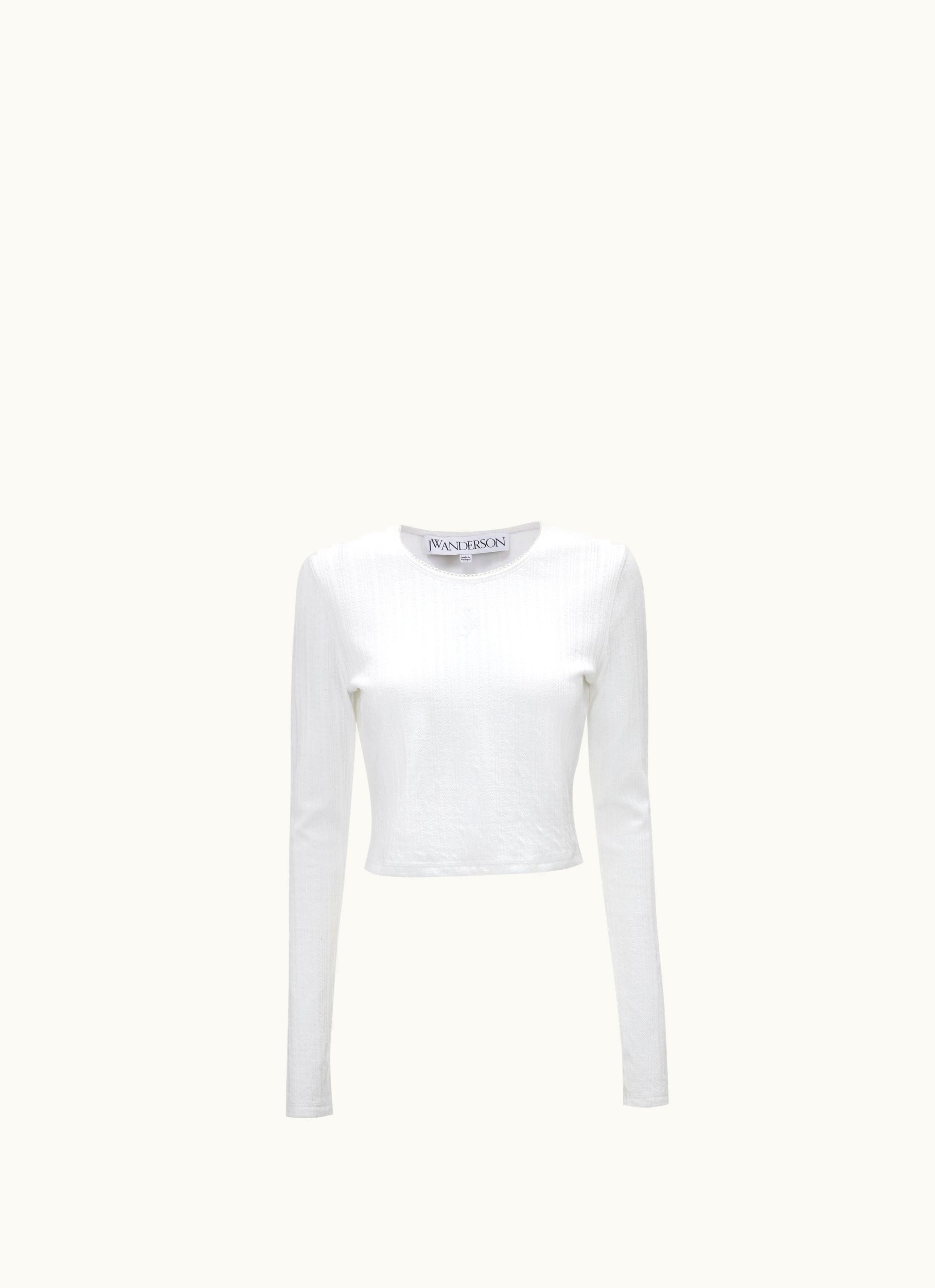 JW Anderson JW Anderson LONG-SLEEVE Cropped Top With Anchor Embroidery In White