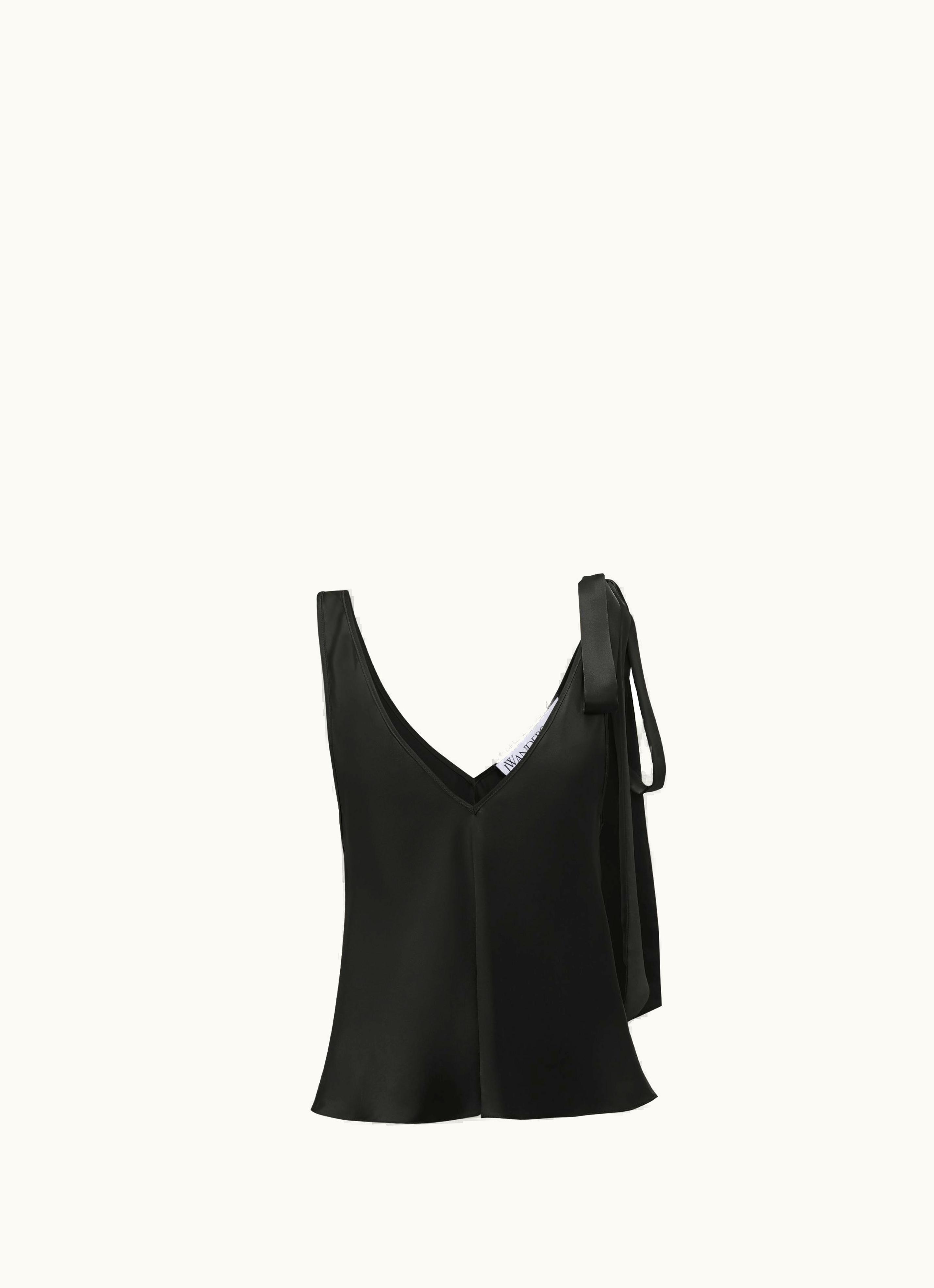 JW Anderson JW Anderson Shoulder Tie Silk Top In Black