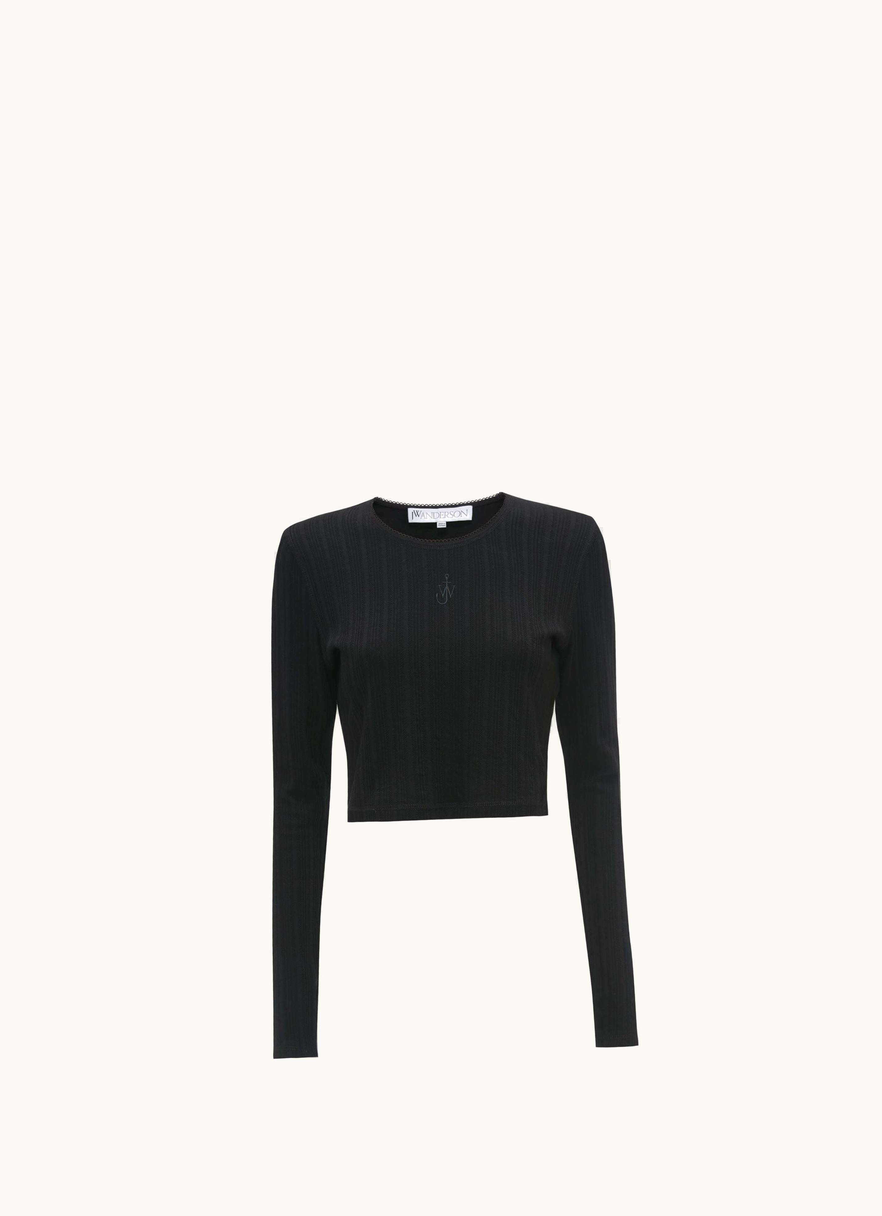 JW Anderson JW Anderson LONG-SLEEVE Cropped Top With Anchor Embroidery In Black