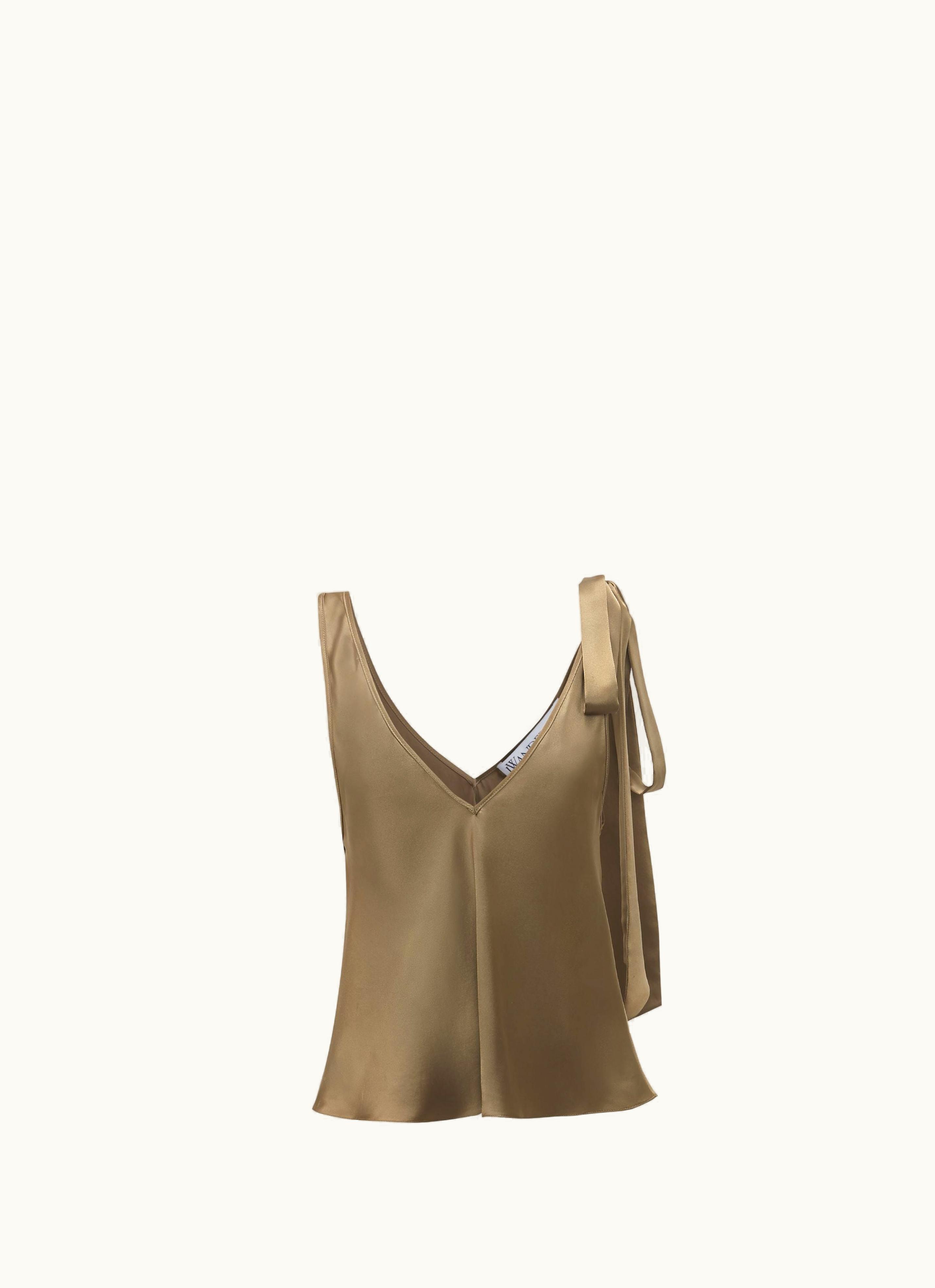 JW Anderson JW Anderson Shoulder Tie Silk Top In Brown