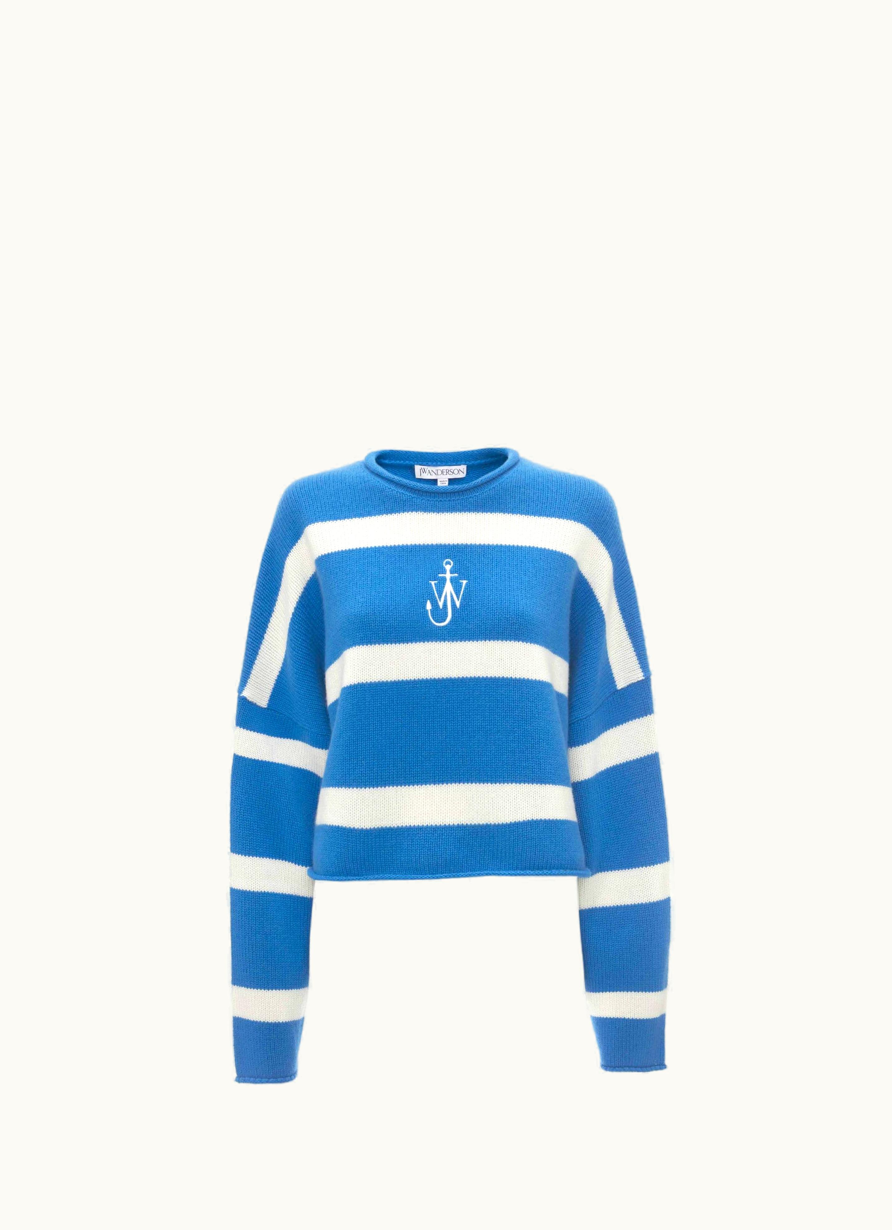 JW Anderson JW Anderson Cropped Jumper With Anchor Logo Embroidery In Blue