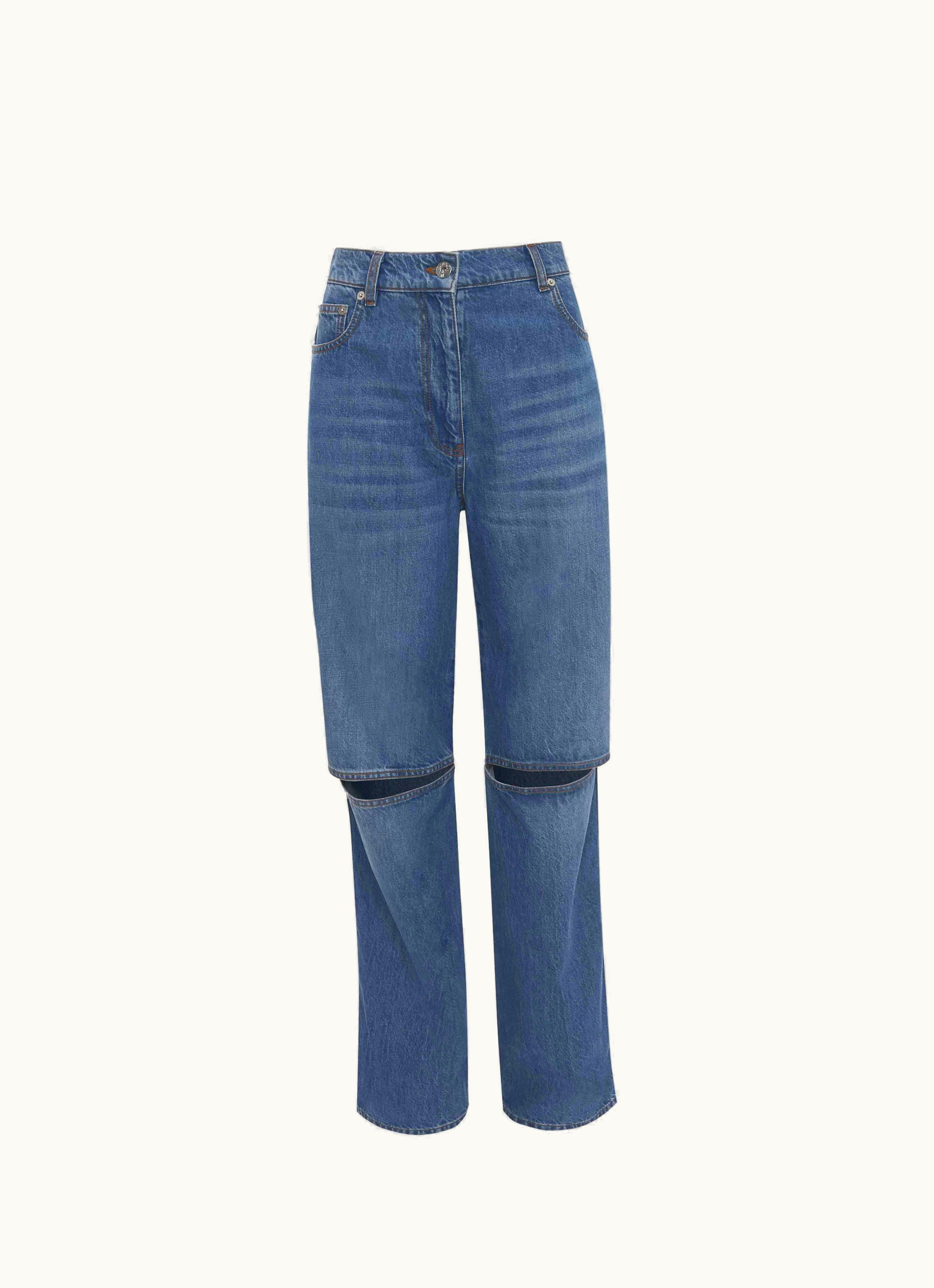 JW Anderson JW Anderson CUT-OUT Knee Bootcut Jeans In Blue