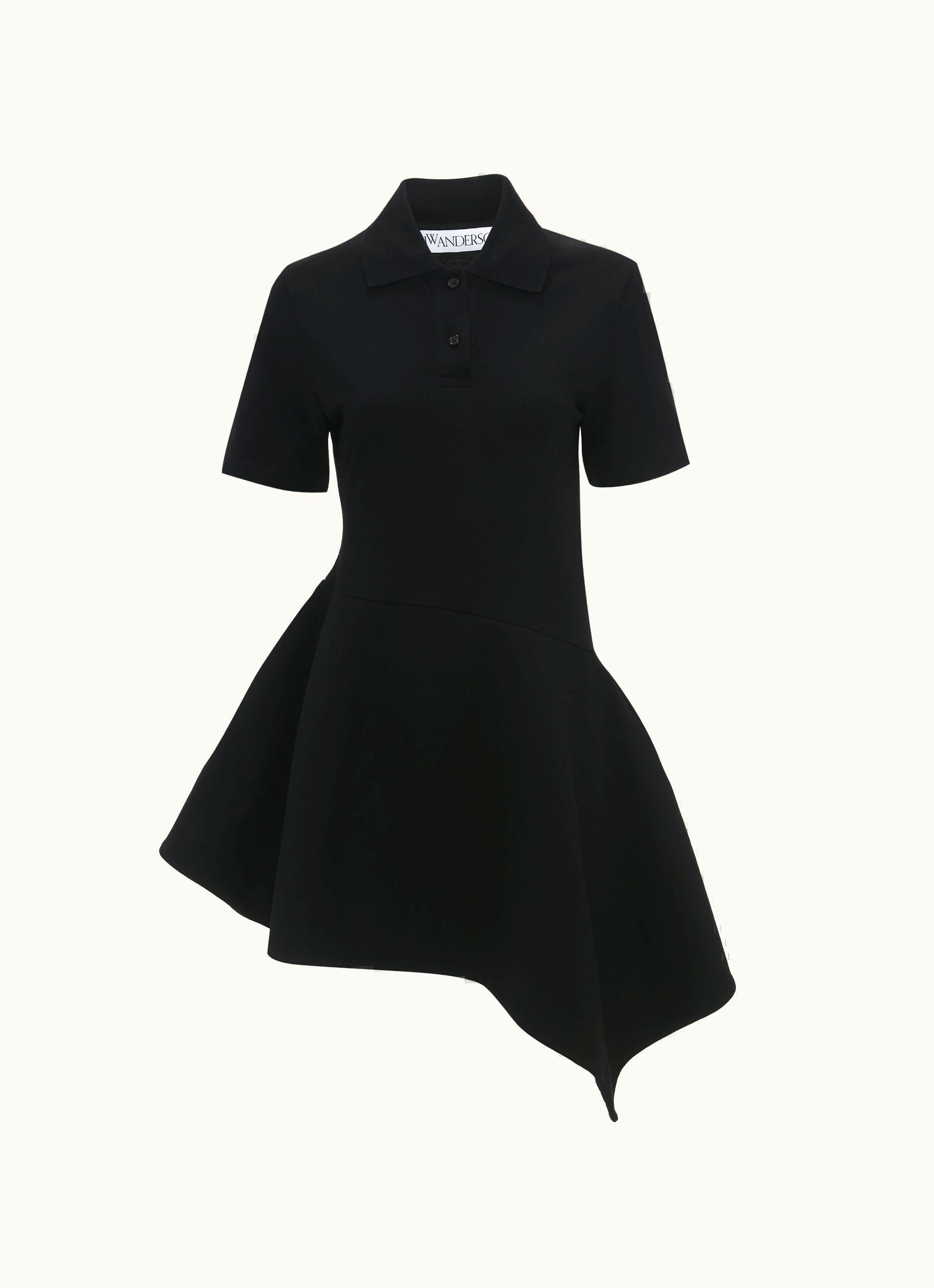 JW Anderson JW Anderson Short Sleeve Asymmetric Polo Dress In Black
