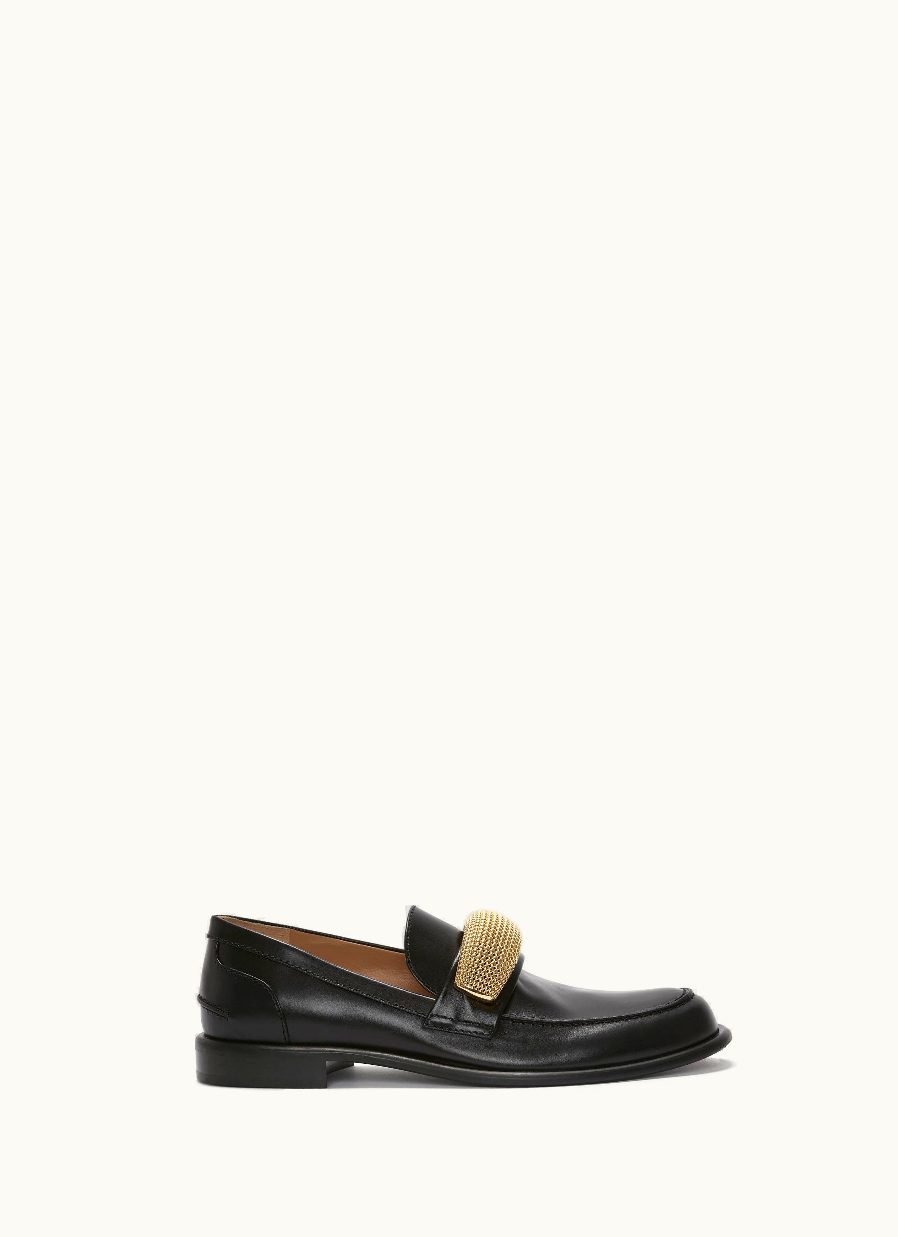 JW Anderson JW Anderson Bubble Cuff Leather Moccasin Loafers Black