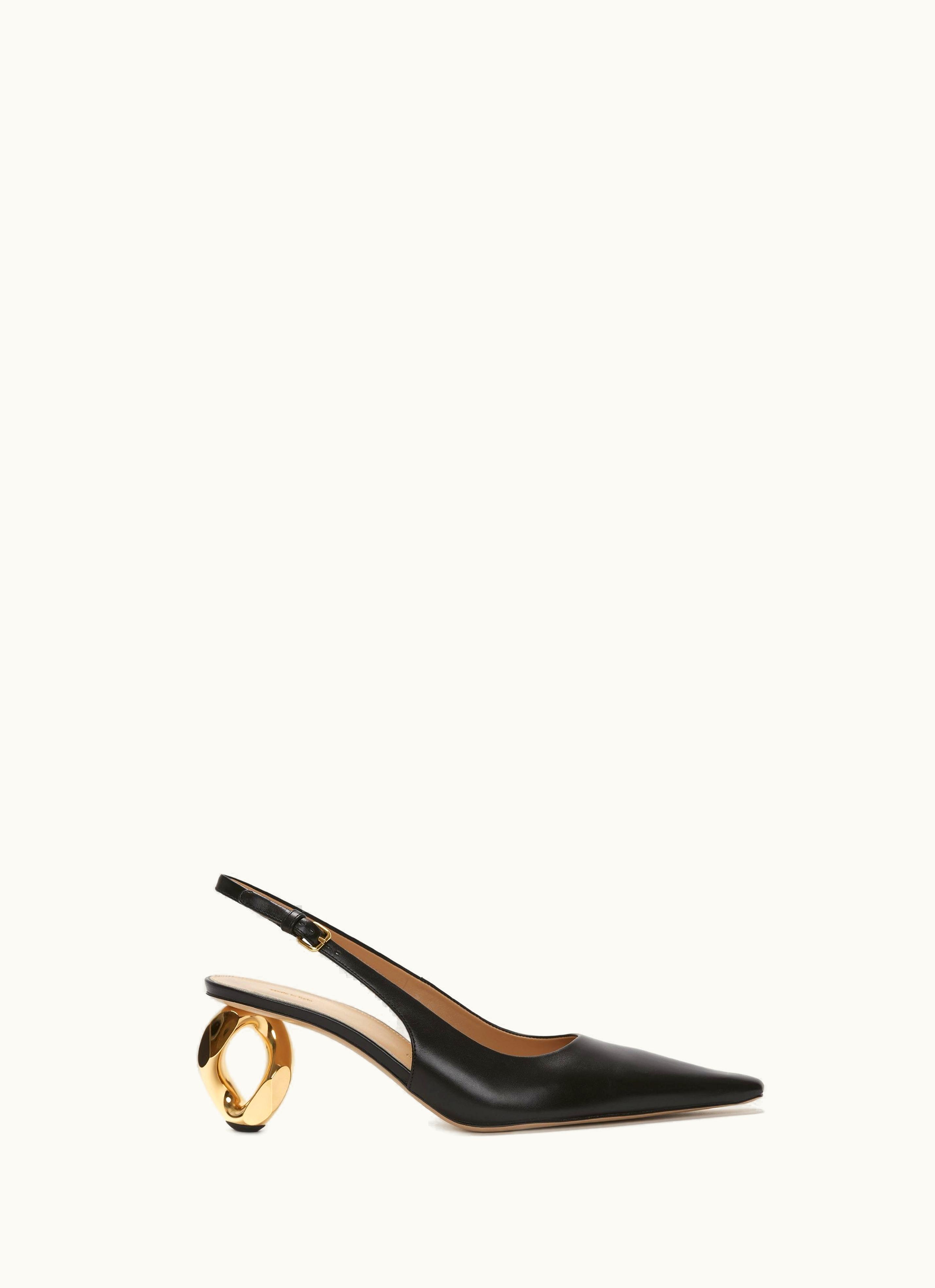 JW Anderson JW Anderson Chain Heel Leather Slingback Sandals In Black