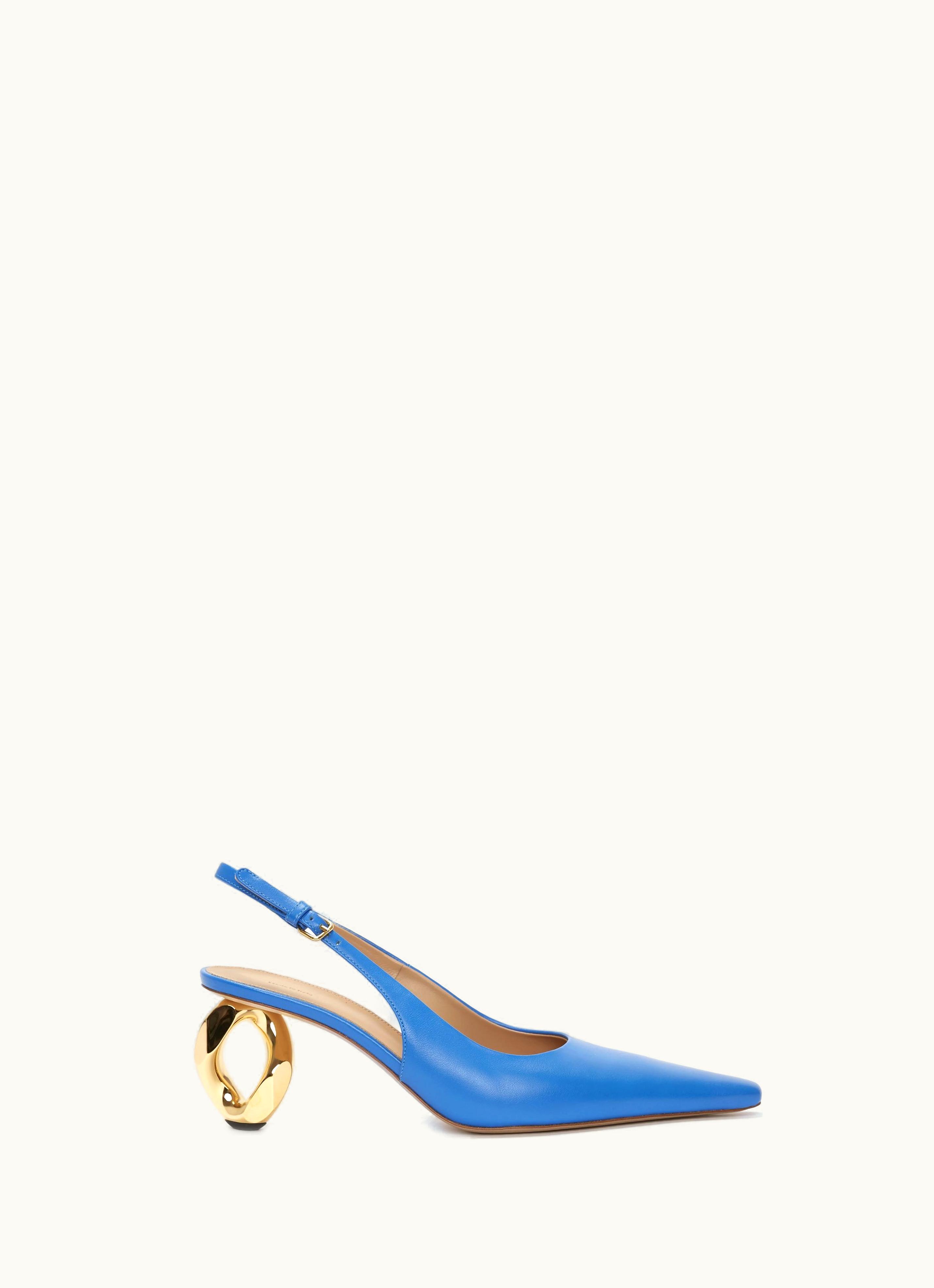 JW Anderson JW Anderson Chain Heel Leather Slingback Sandals In Blue