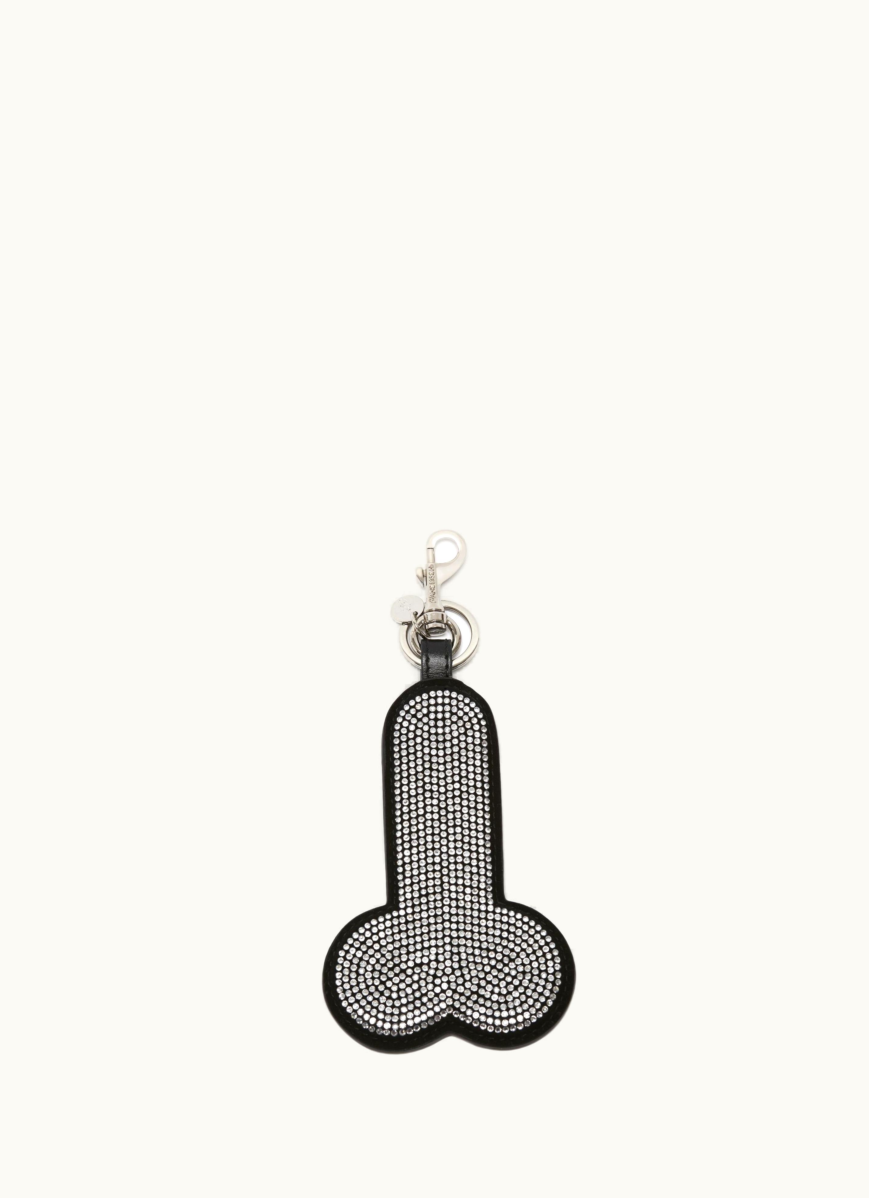 JW Anderson JW Anderson Suede Penis Keyring With Crystals In Black