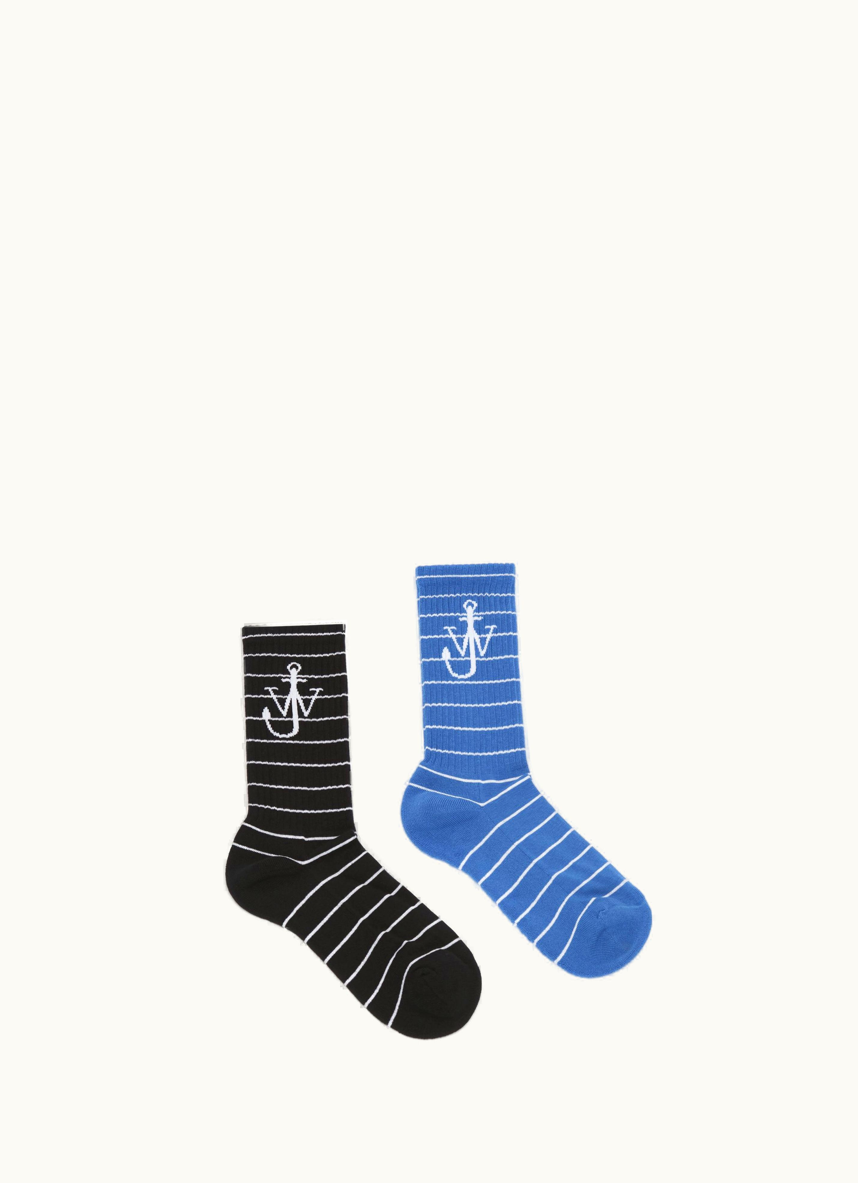 JW Anderson JW Anderson Striped Socks With Logo - Bundle In Blue